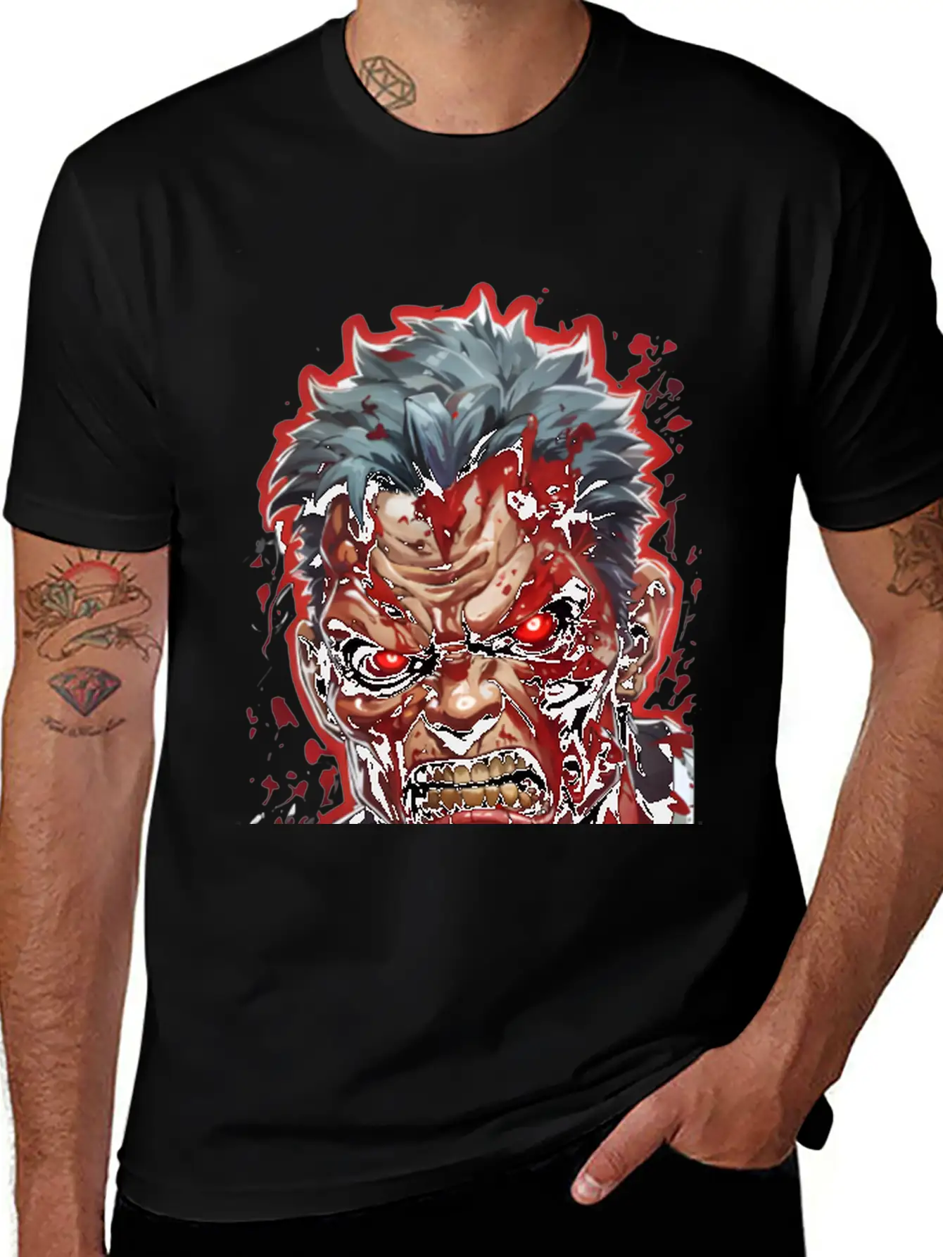 Anime Red Angry Zombie Stylish Everyday T-Shirt – Unisex Basic Cotton Tee