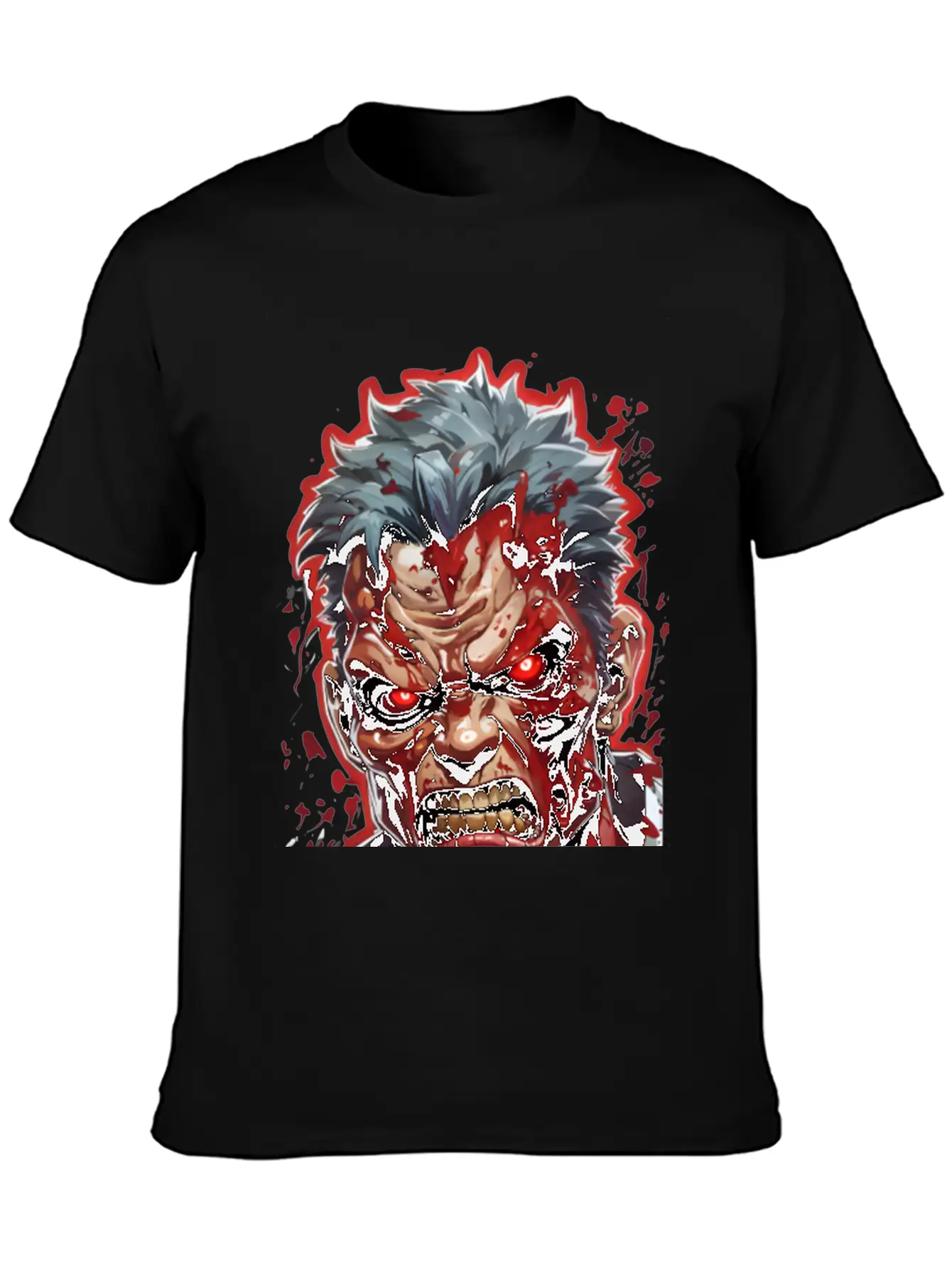 Anime Red Angry Zombie Stylish Everyday T-Shirt – Unisex Basic Cotton Tee
