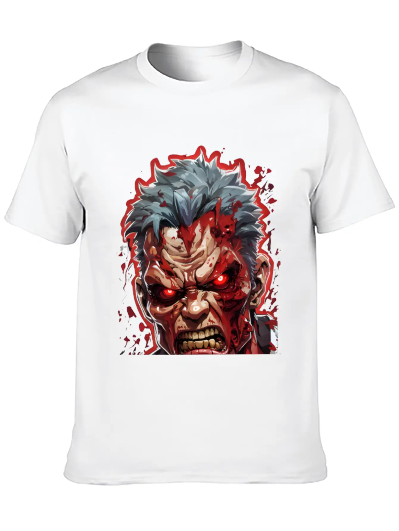 Anime Red Angry Zombie Stylish Everyday T-Shirt – Unisex Basic Cotton Tee