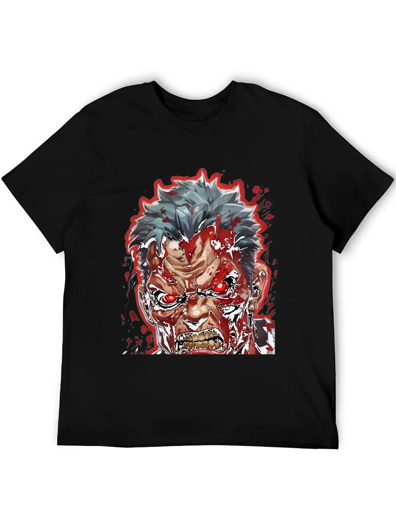 Anime Red Angry Zombie Stylish Everyday T-Shirt – Unisex Basic Cotton Tee