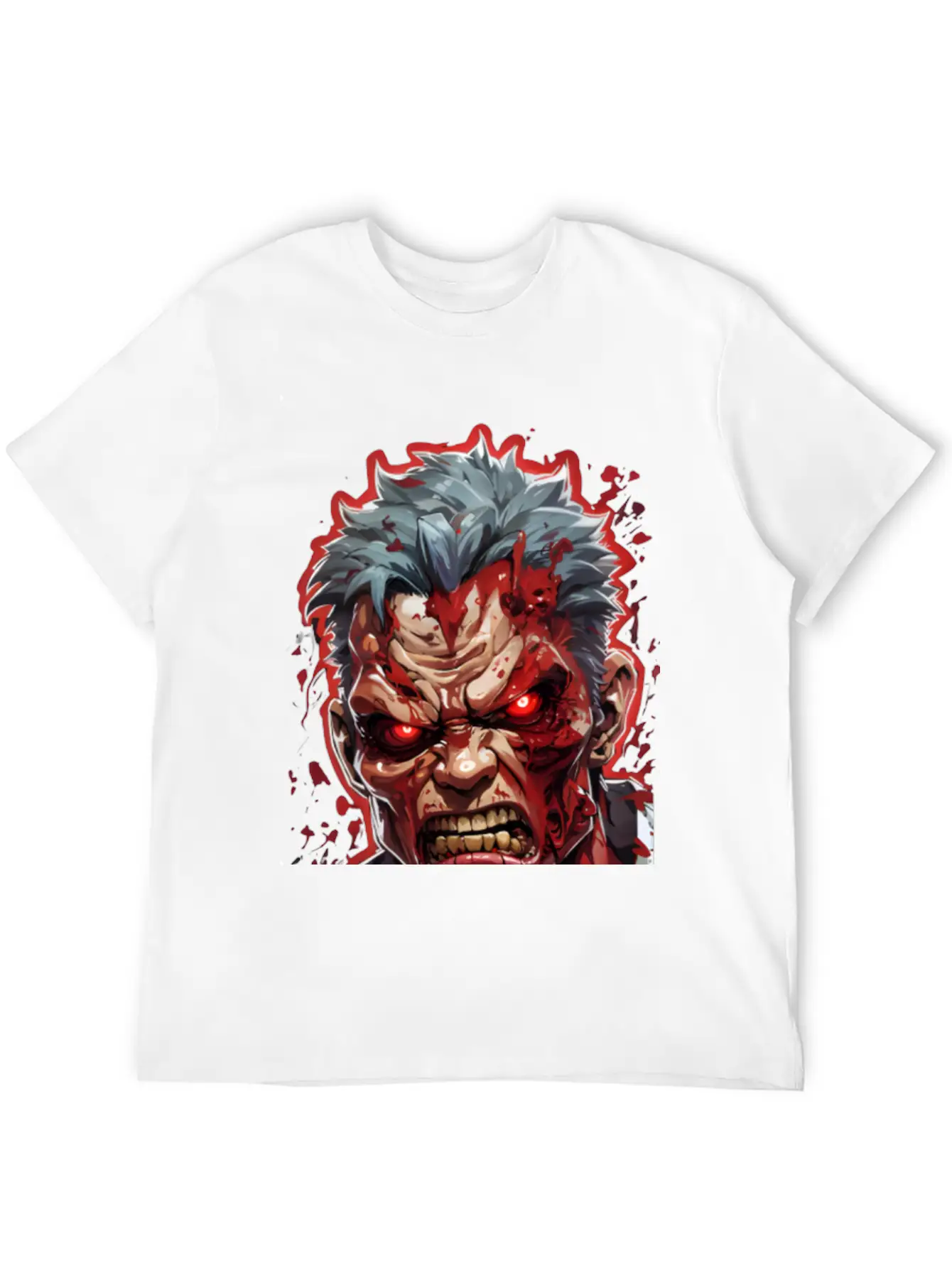 Anime Red Angry Zombie Stylish Everyday T-Shirt – Unisex Basic Cotton Tee
