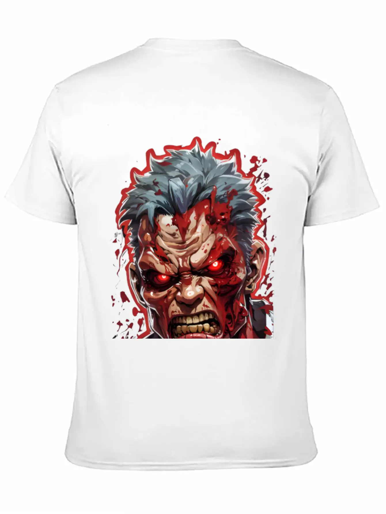 Anime Red Angry Zombie Stylish Everyday T-Shirt – Unisex Basic Cotton Tee