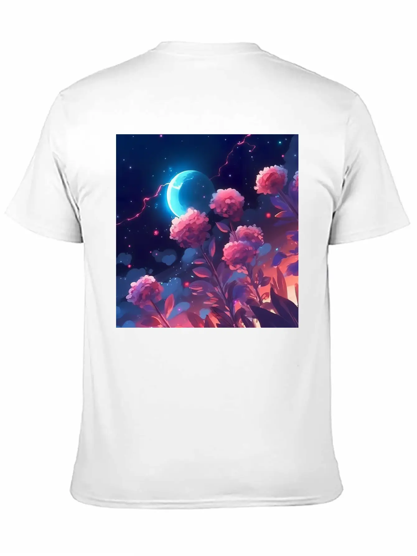 Anime Rose Night Comfortable Minimalist Graphic Tee – Summer Style Essential