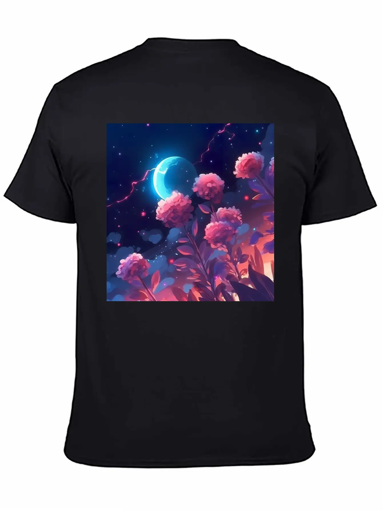 Anime Rose Night Comfortable Minimalist Graphic Tee – Summer Style Essential