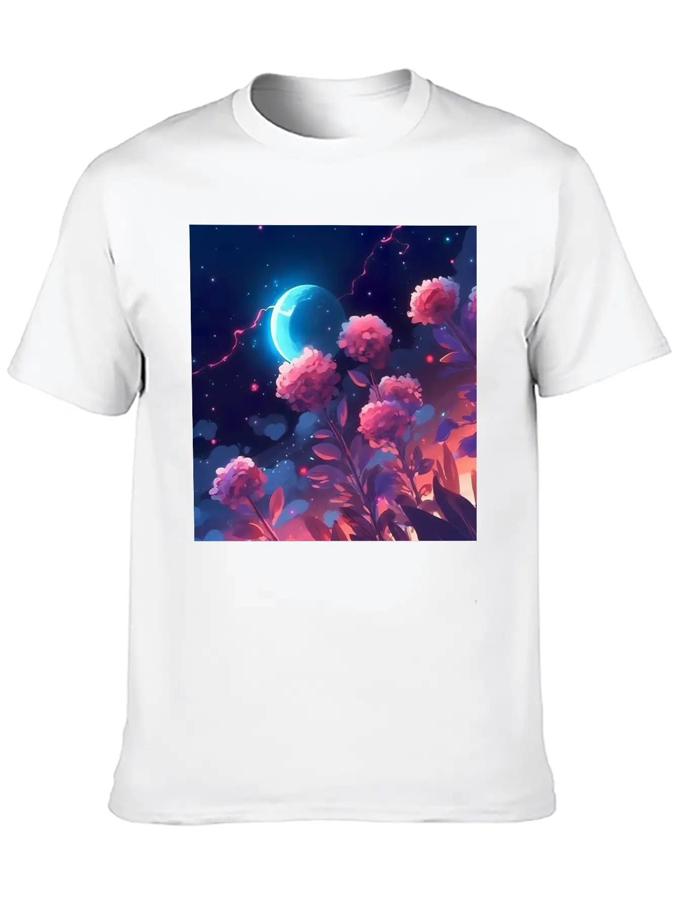 Anime Rose Night Comfortable Minimalist Graphic Tee – Summer Style Essential
