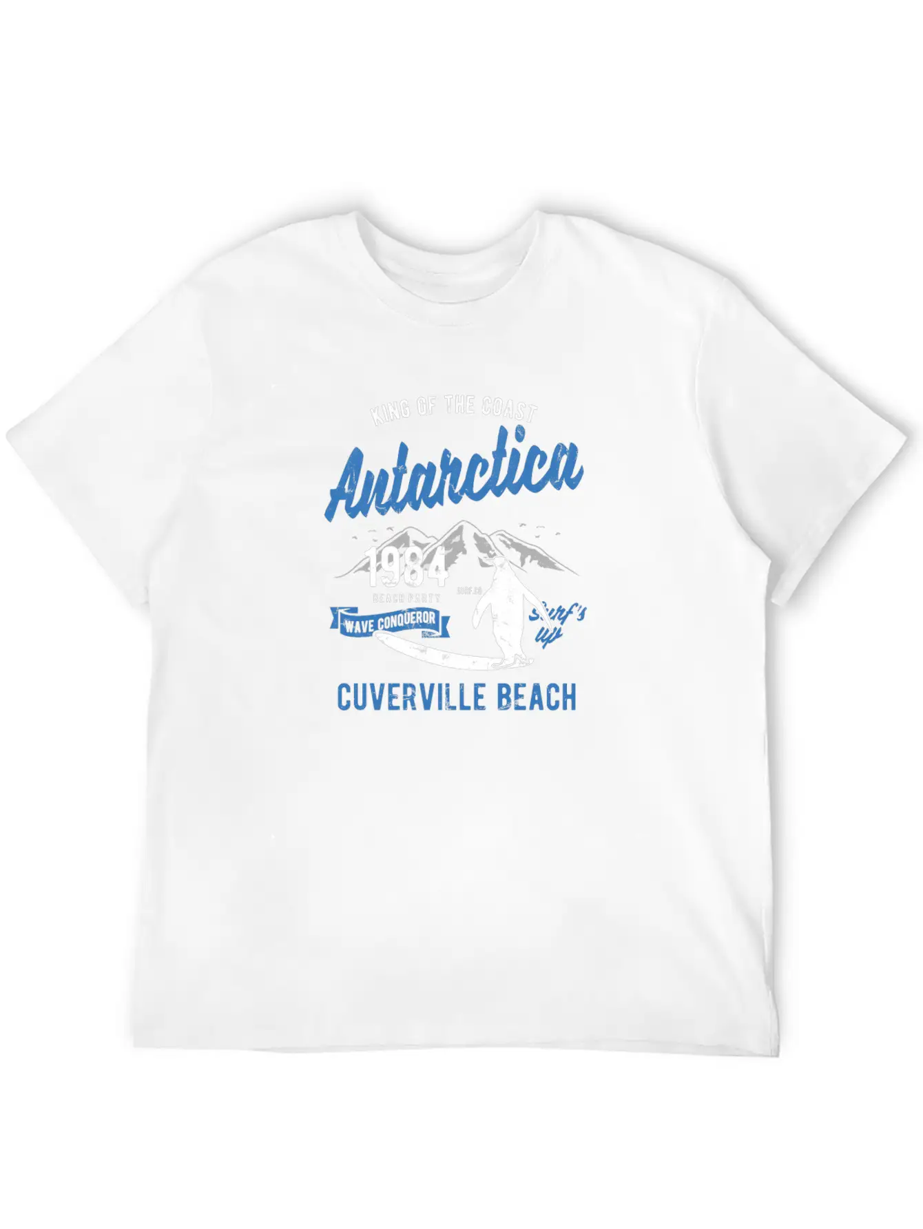 Antarctica Surfing Penguin Cuverville Beach Essential Unisex Summer Tee – Soft Cotton Casual Fit
