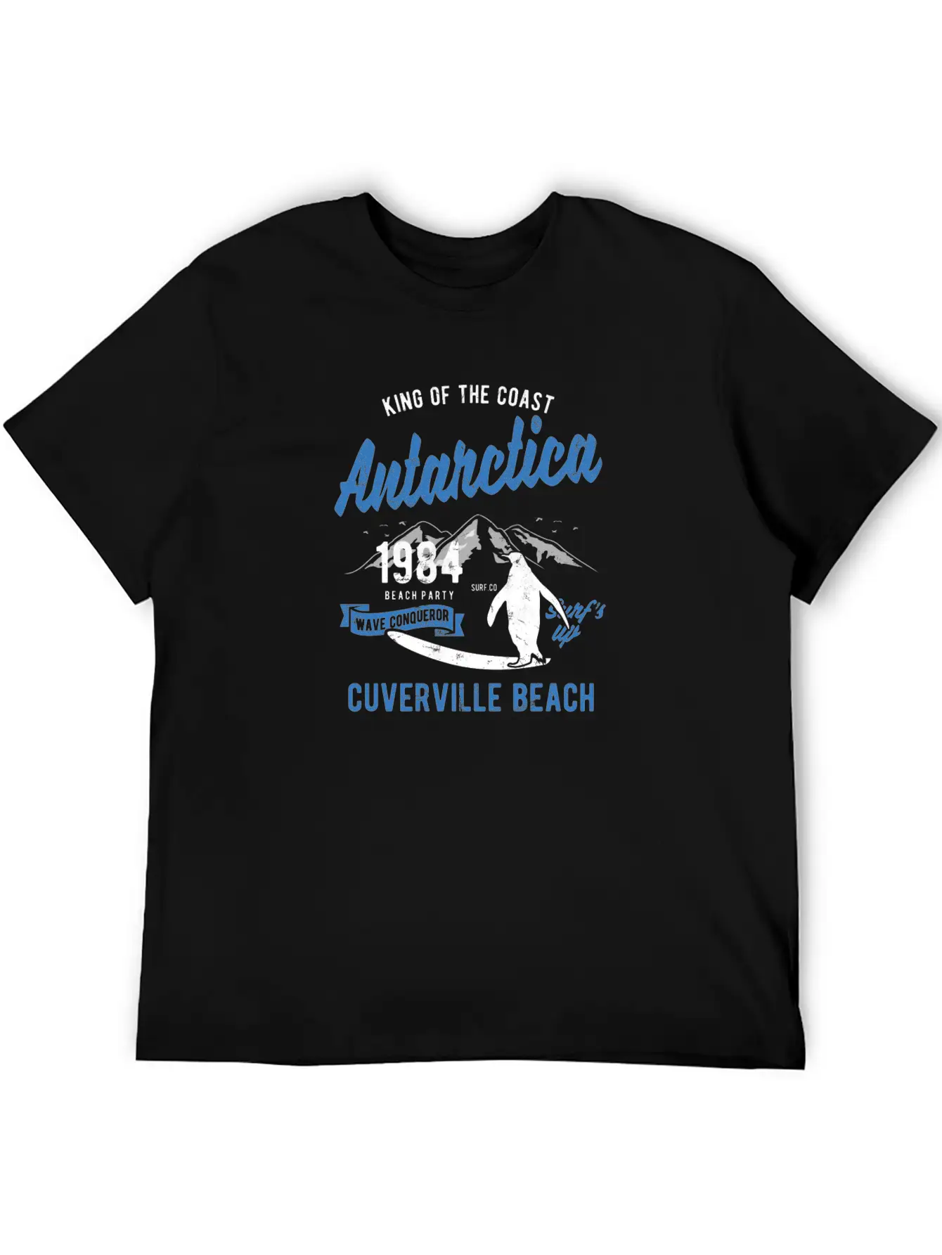 Antarctica Surfing Penguin Cuverville Beach Essential Unisex Summer Tee – Soft Cotton Casual Fit