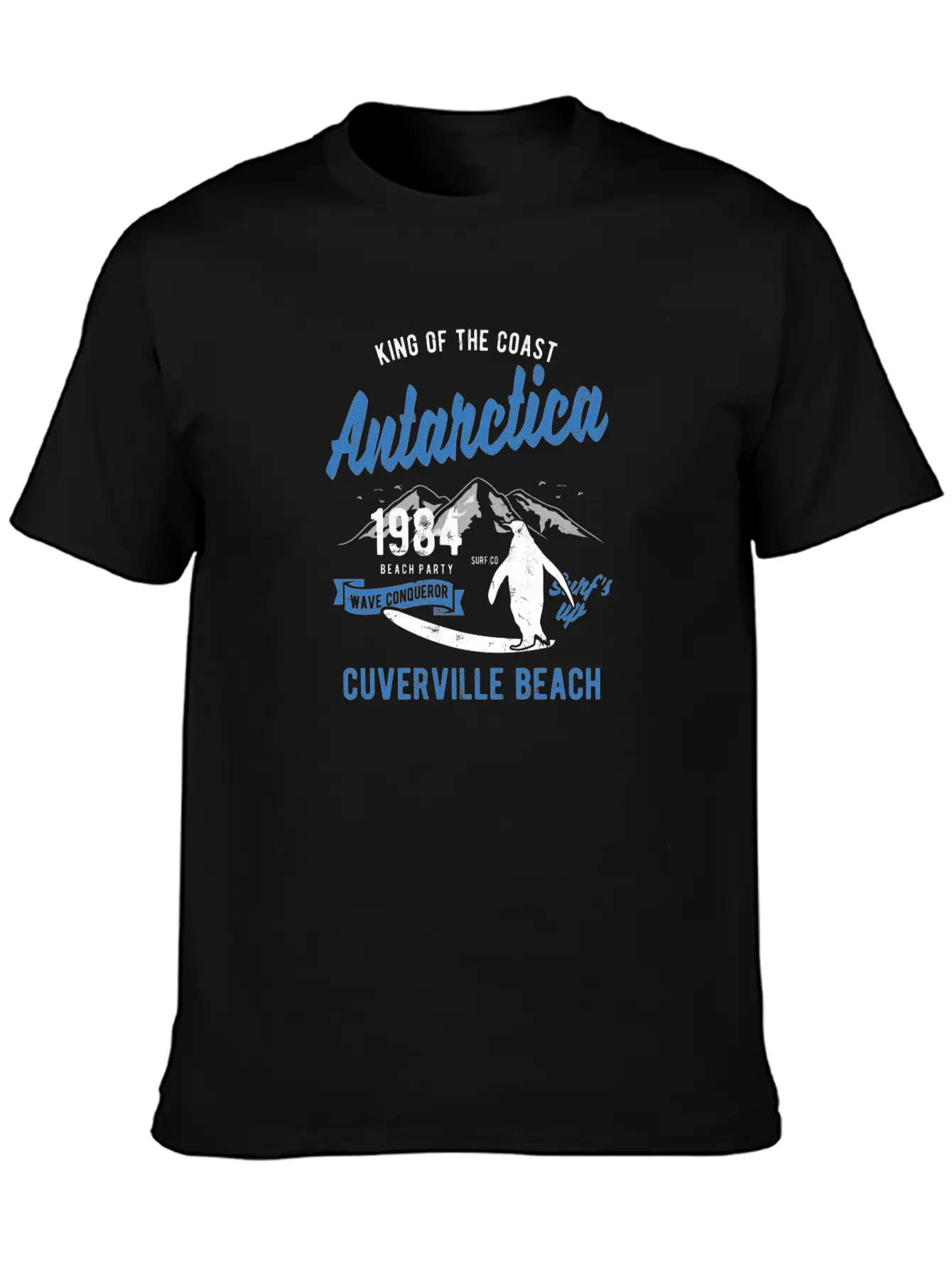 Antarctica Surfing Penguin Cuverville Beach Essential Unisex Summer Tee – Soft Cotton Casual Fit