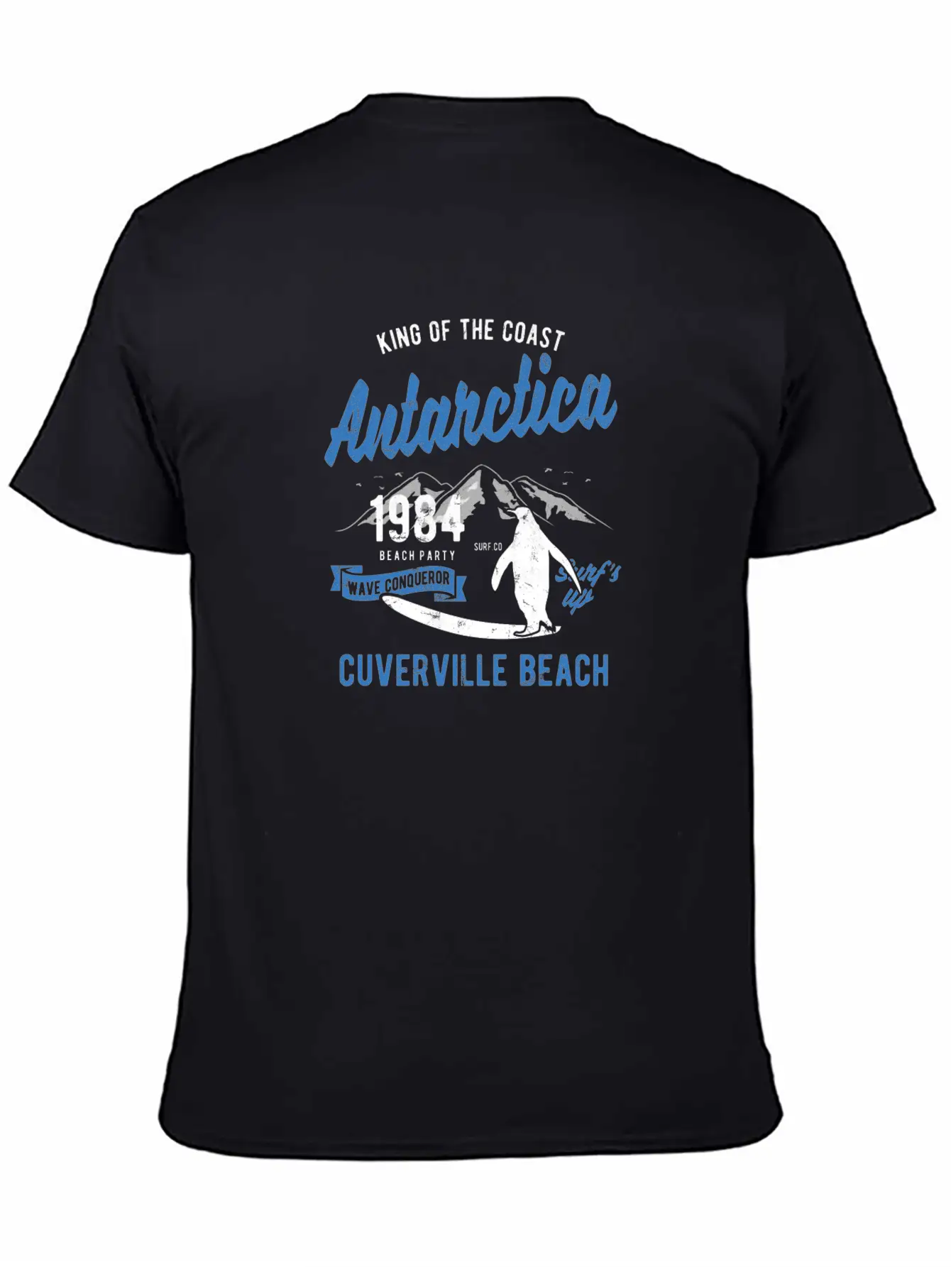 Antarctica Surfing Penguin Cuverville Beach Essential Unisex Summer Tee – Soft Cotton Casual Fit