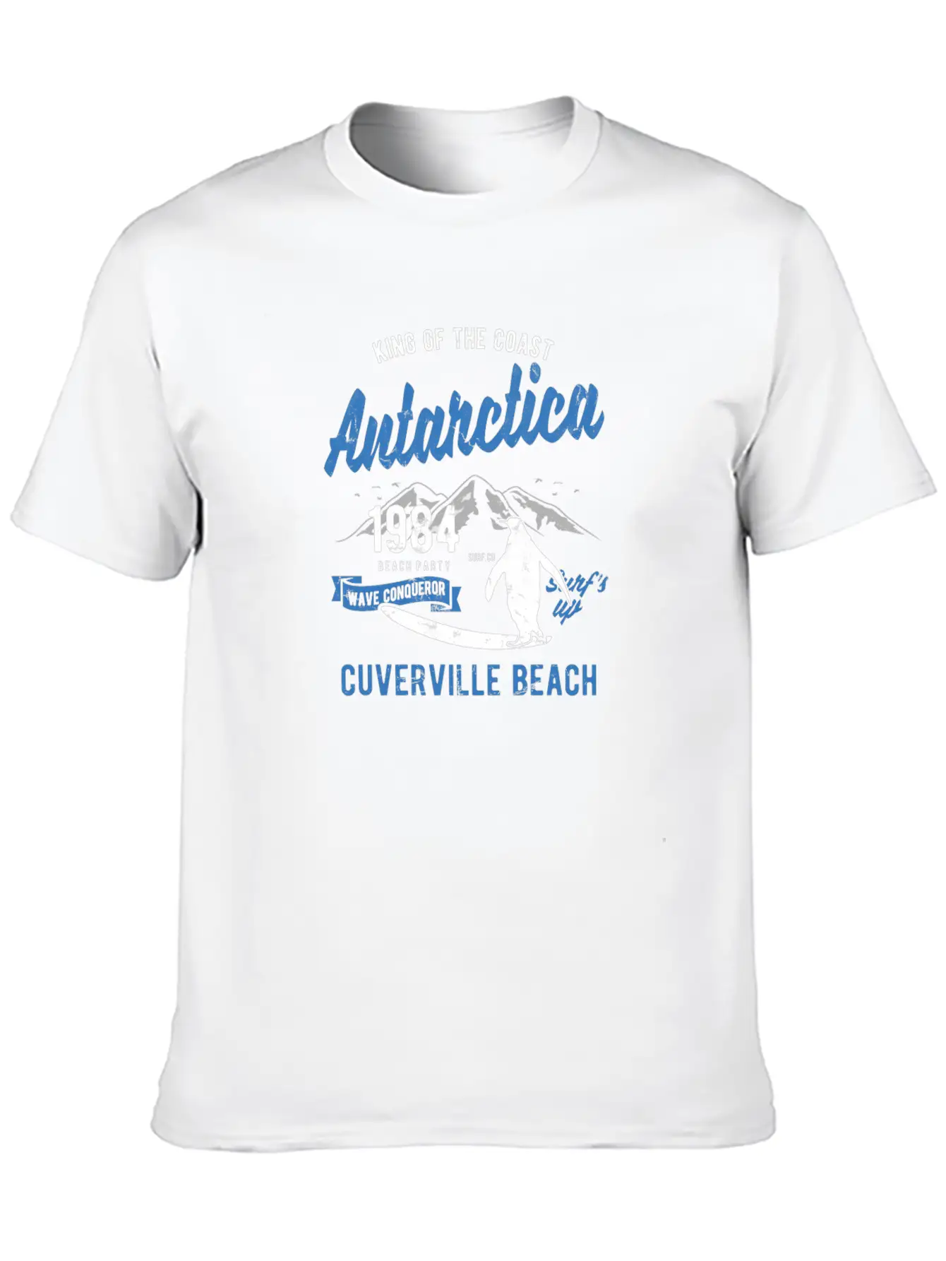 Antarctica Surfing Penguin Cuverville Beach Essential Unisex Summer Tee – Soft Cotton Casual Fit