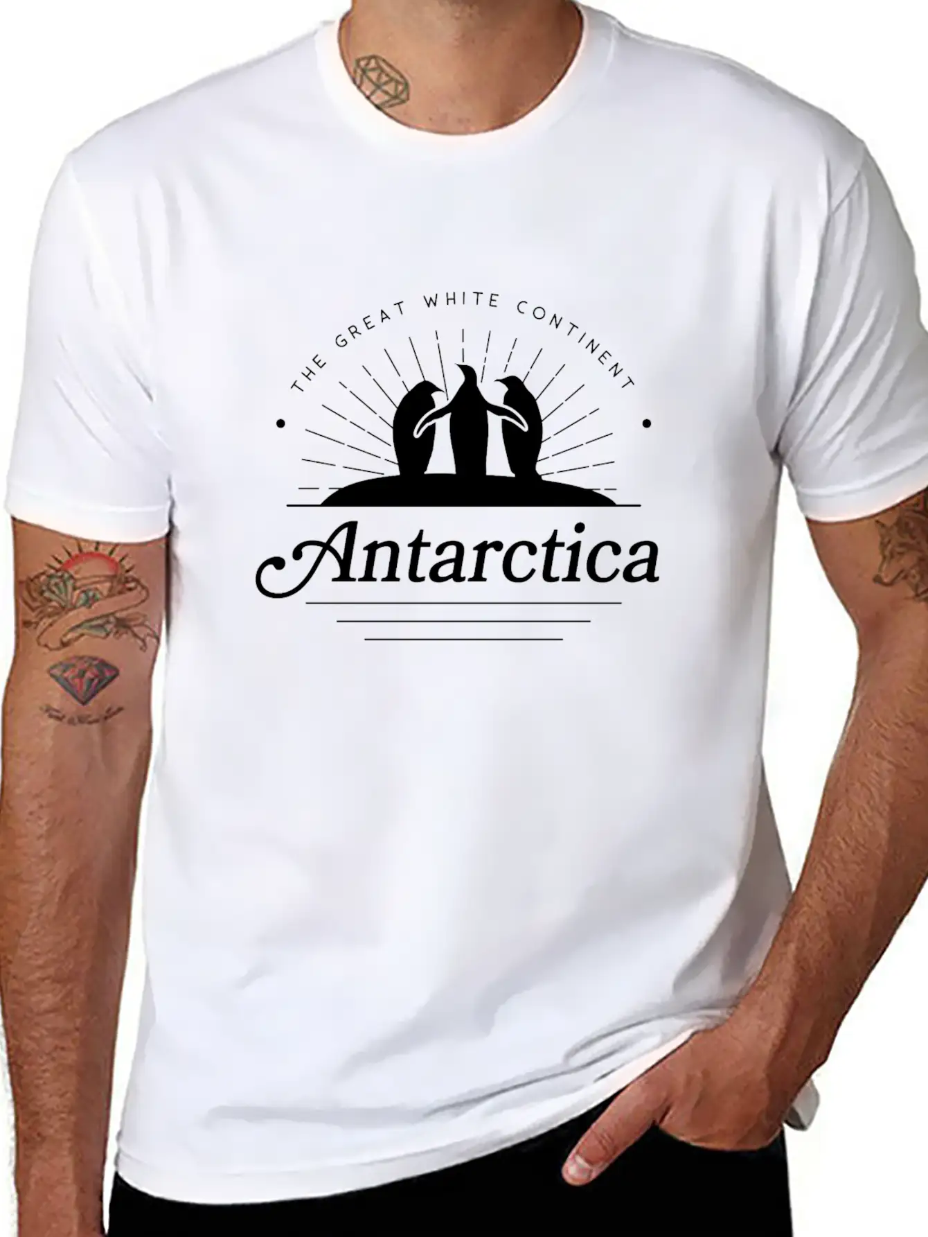 Antartica Penguins Great White Continent Unisex Short Sleeve Soft Cotton T-Shirt – Casual Everyday Wear