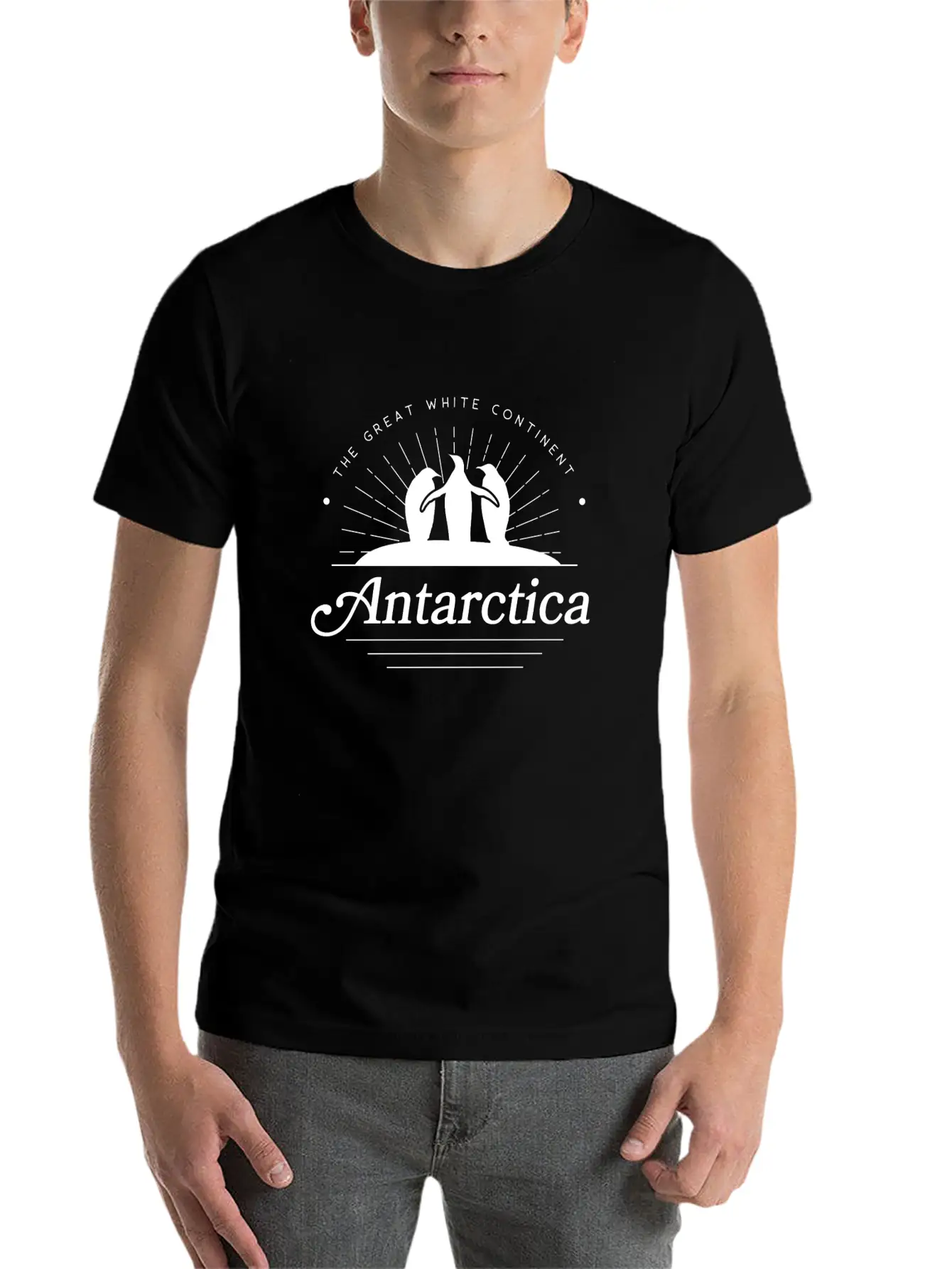 Antartica Penguins Great White Continent Unisex Short Sleeve Soft Cotton T-Shirt – Casual Everyday Wear