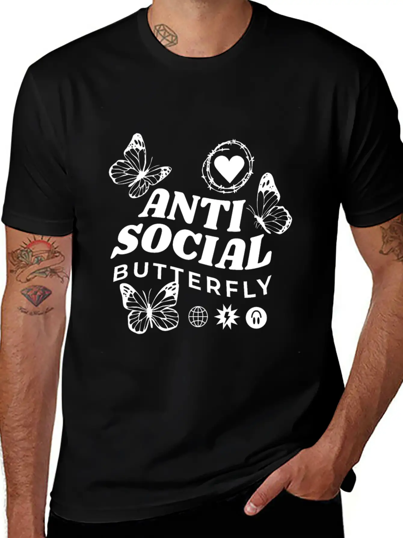 Anti-Social Butterfly Comfortable Minimalist Graphic Tee – Summer Style Essential
