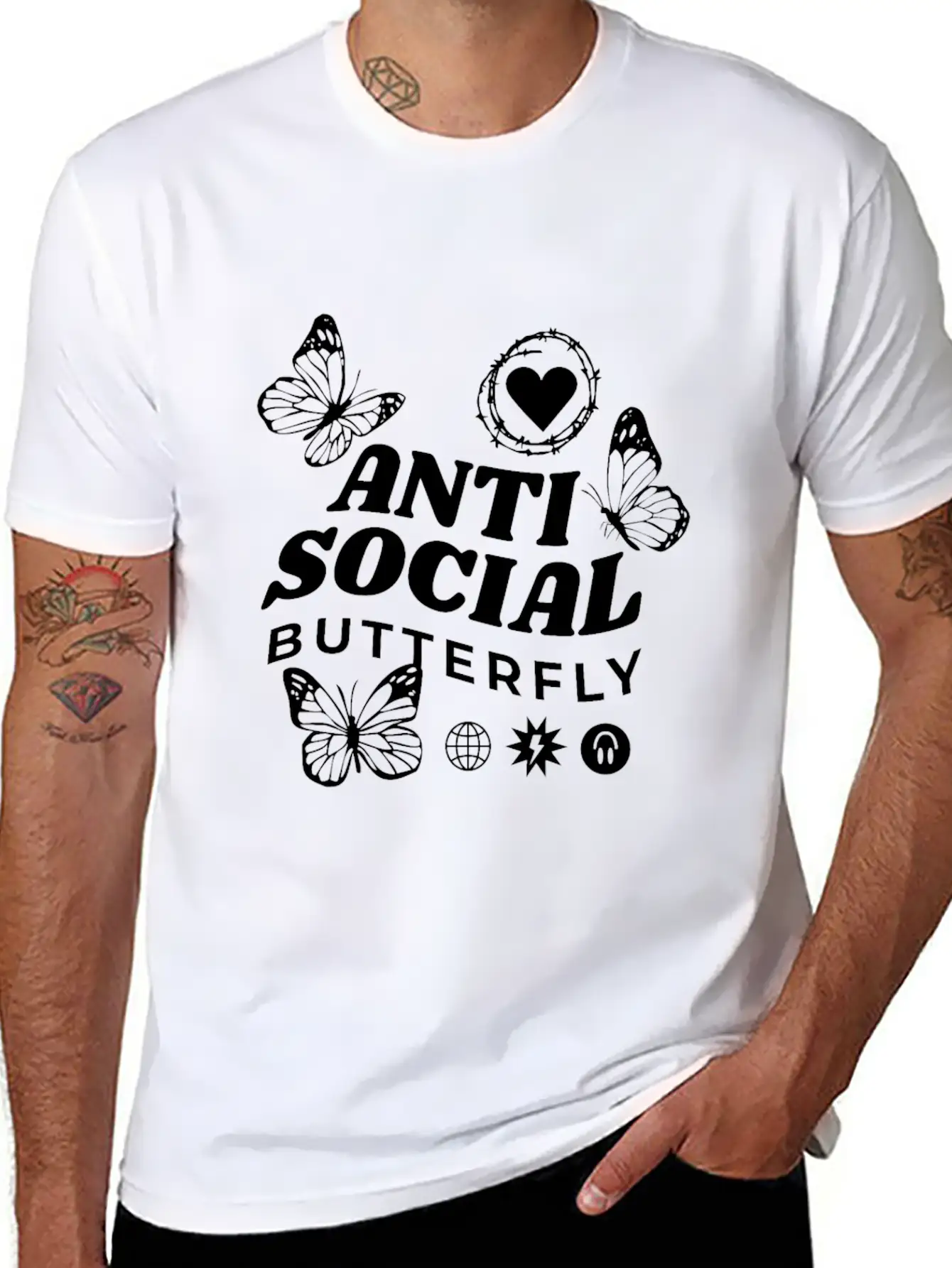 Anti-Social Butterfly Comfortable Minimalist Graphic Tee – Summer Style Essential