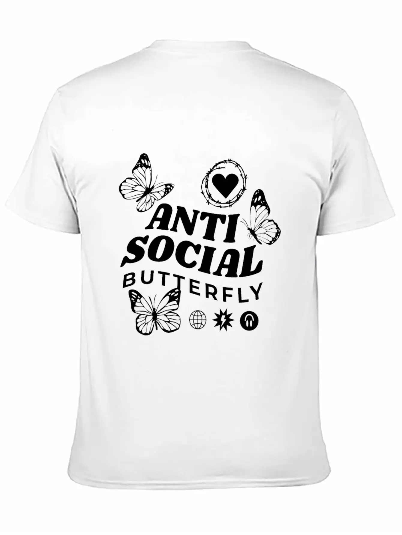 Anti-Social Butterfly Comfortable Minimalist Graphic Tee – Summer Style Essential