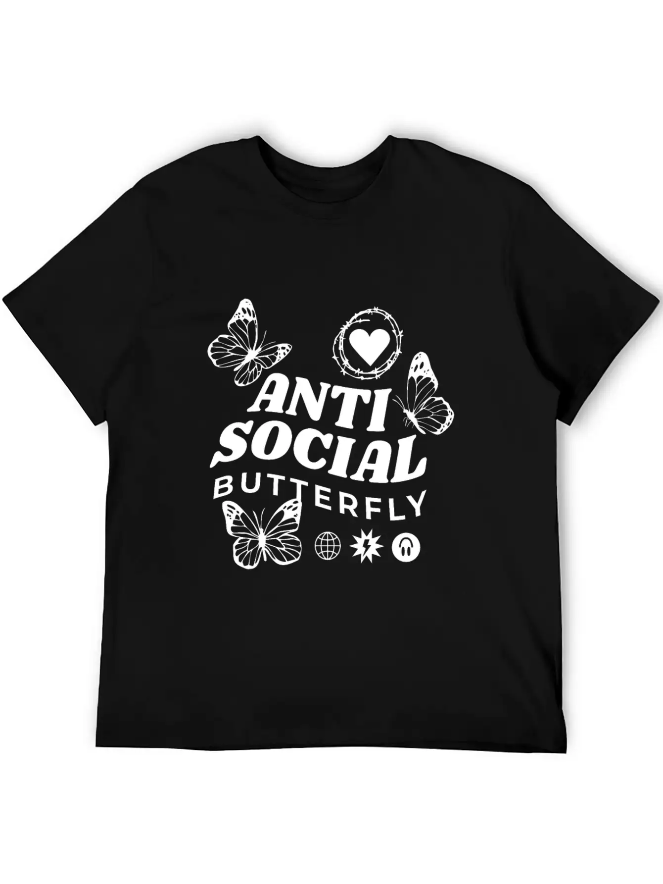 Anti-Social Butterfly Comfortable Minimalist Graphic Tee – Summer Style Essential