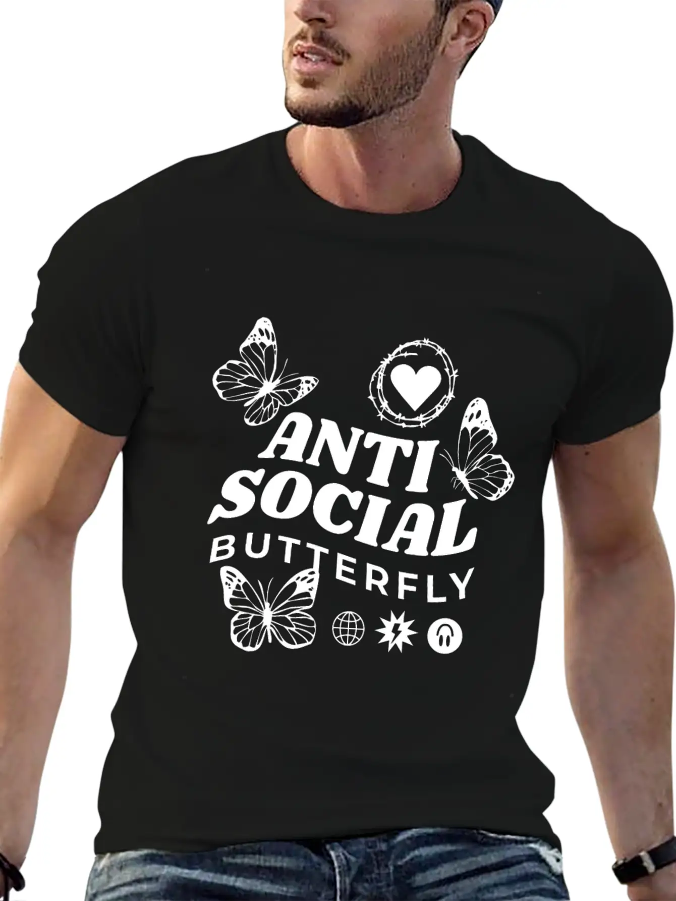 Anti-Social Butterfly Comfortable Minimalist Graphic Tee – Summer Style Essential