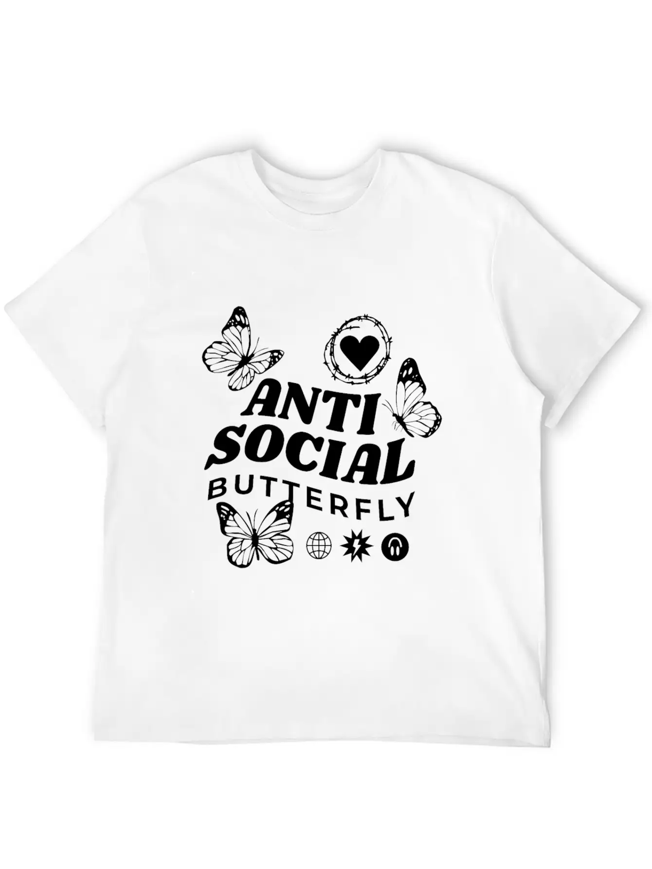 Anti-Social Butterfly Comfortable Minimalist Graphic Tee – Summer Style Essential