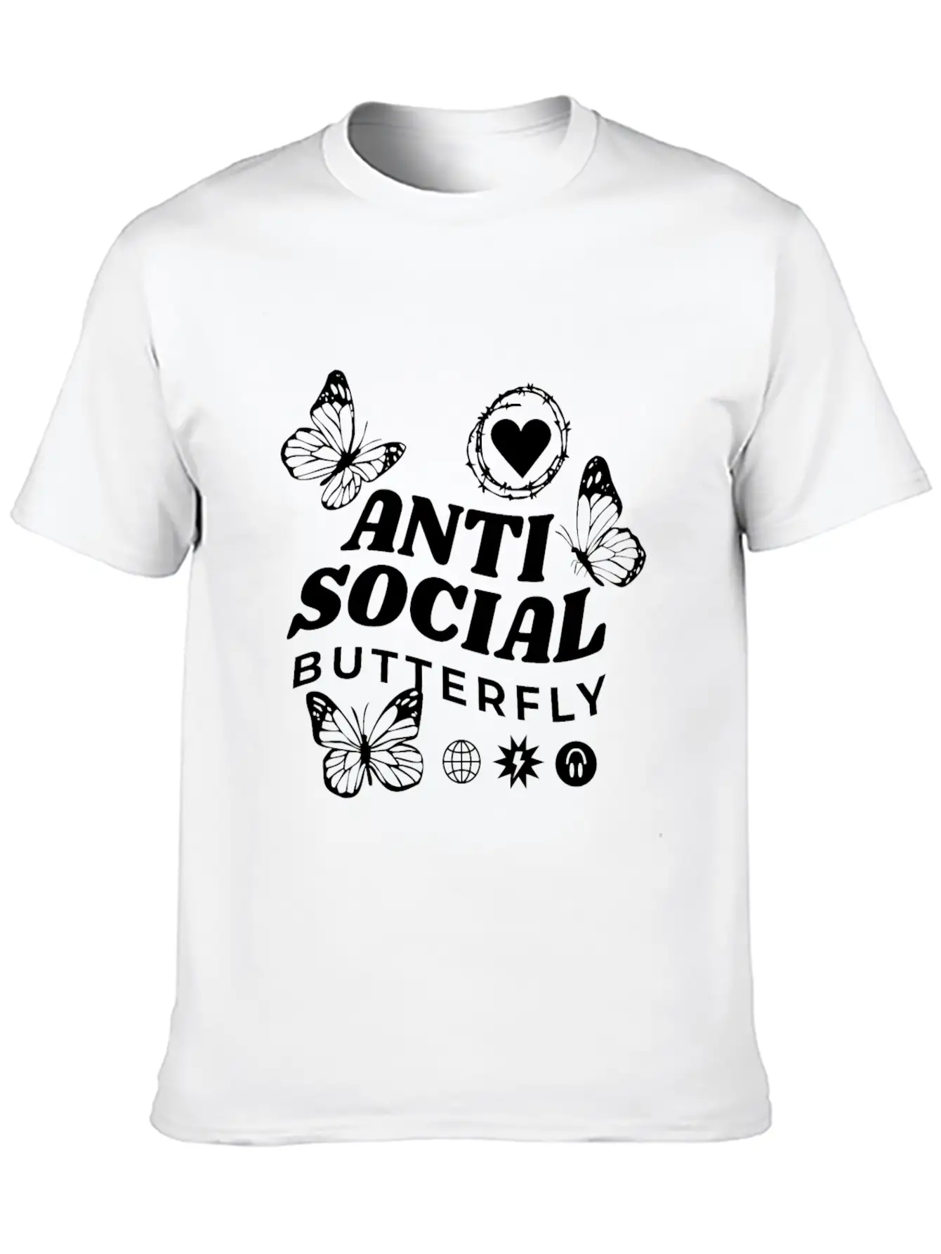 Anti-Social Butterfly Comfortable Minimalist Graphic Tee – Summer Style Essential