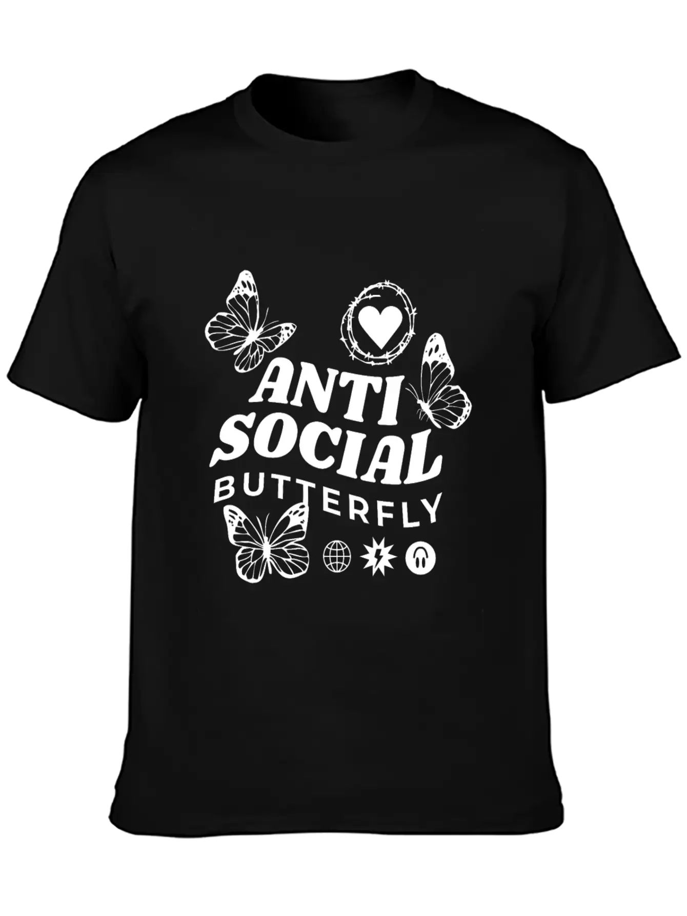 Anti-Social Butterfly Comfortable Minimalist Graphic Tee – Summer Style Essential