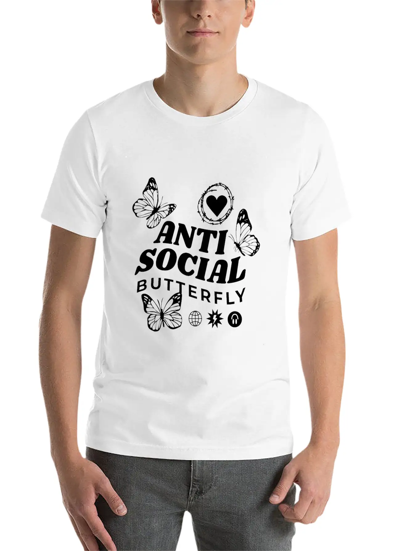 Anti-Social Butterfly Comfortable Minimalist Graphic Tee – Summer Style Essential