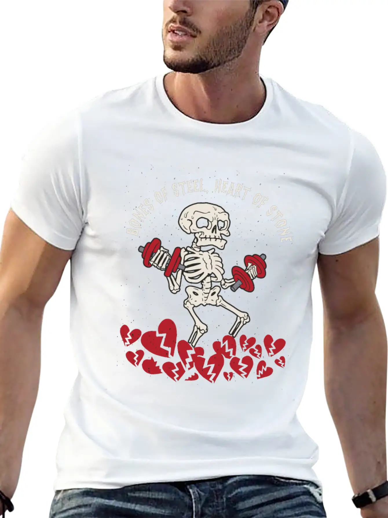 Anti Valentine´s Day Broken Heart Powerlifting Gym Unisex Short Sleeve Soft Cotton T-Shirt – Casual Everyday Wear