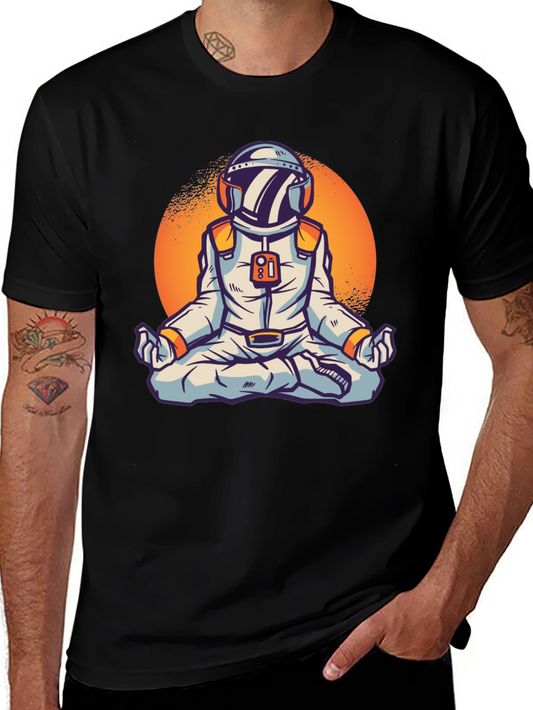 Meditating Astronaut Graphic Tee - Space Yogi T-Shirt