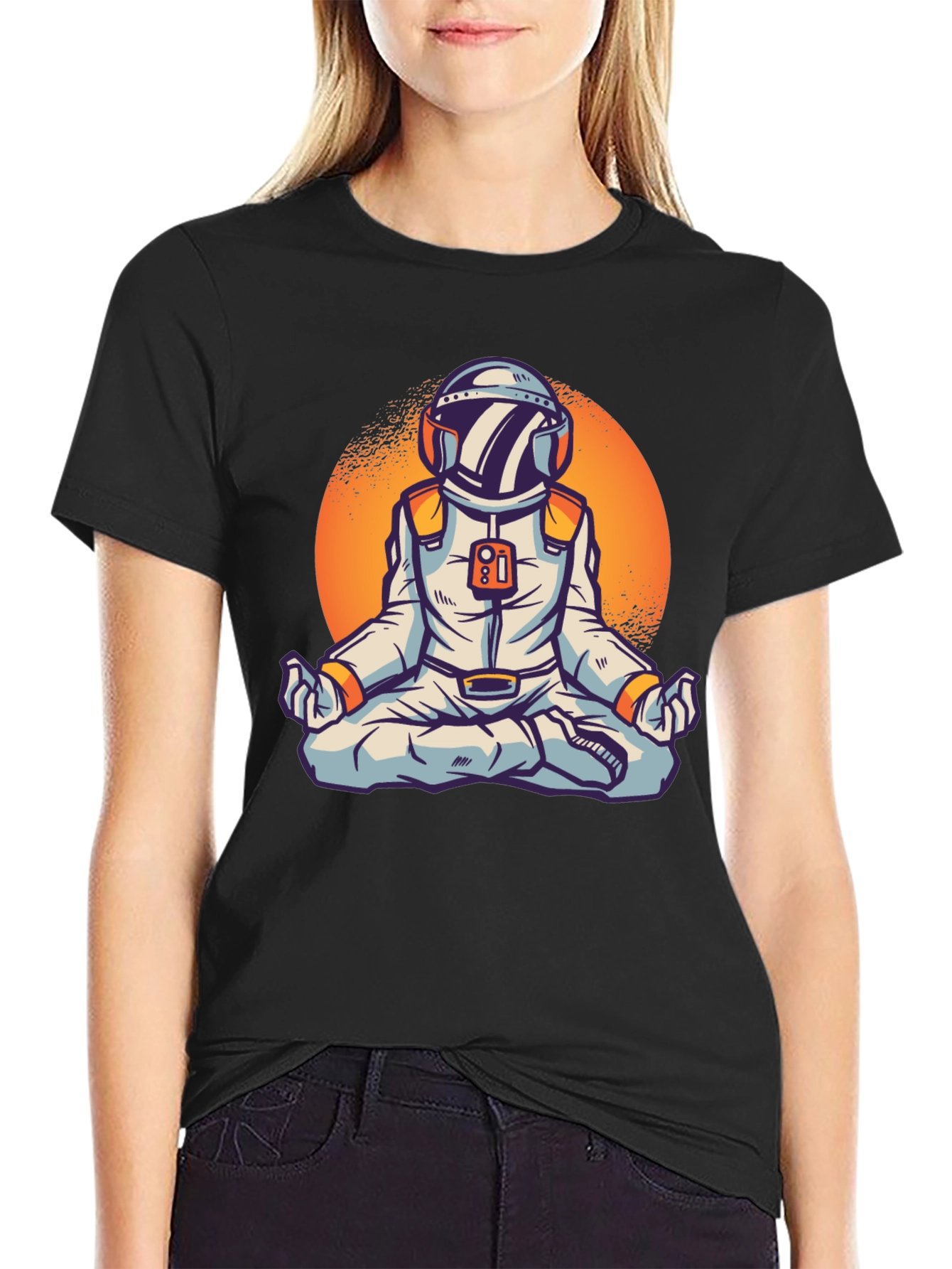 Meditating Astronaut Graphic Tee - Space Yogi T-Shirt