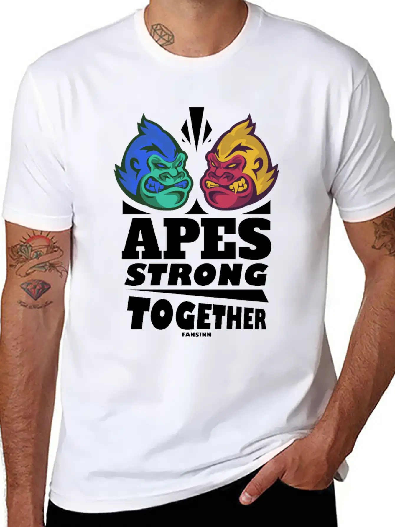 Apes Strong Together Basic Graphic T-Shirt – Daily Comfort In Soft Cotton