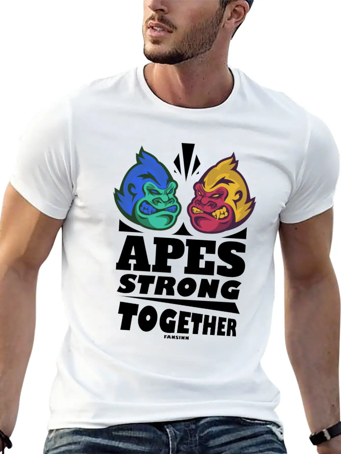 Apes Strong Together Basic Graphic T-Shirt – Daily Comfort In Soft Cotton