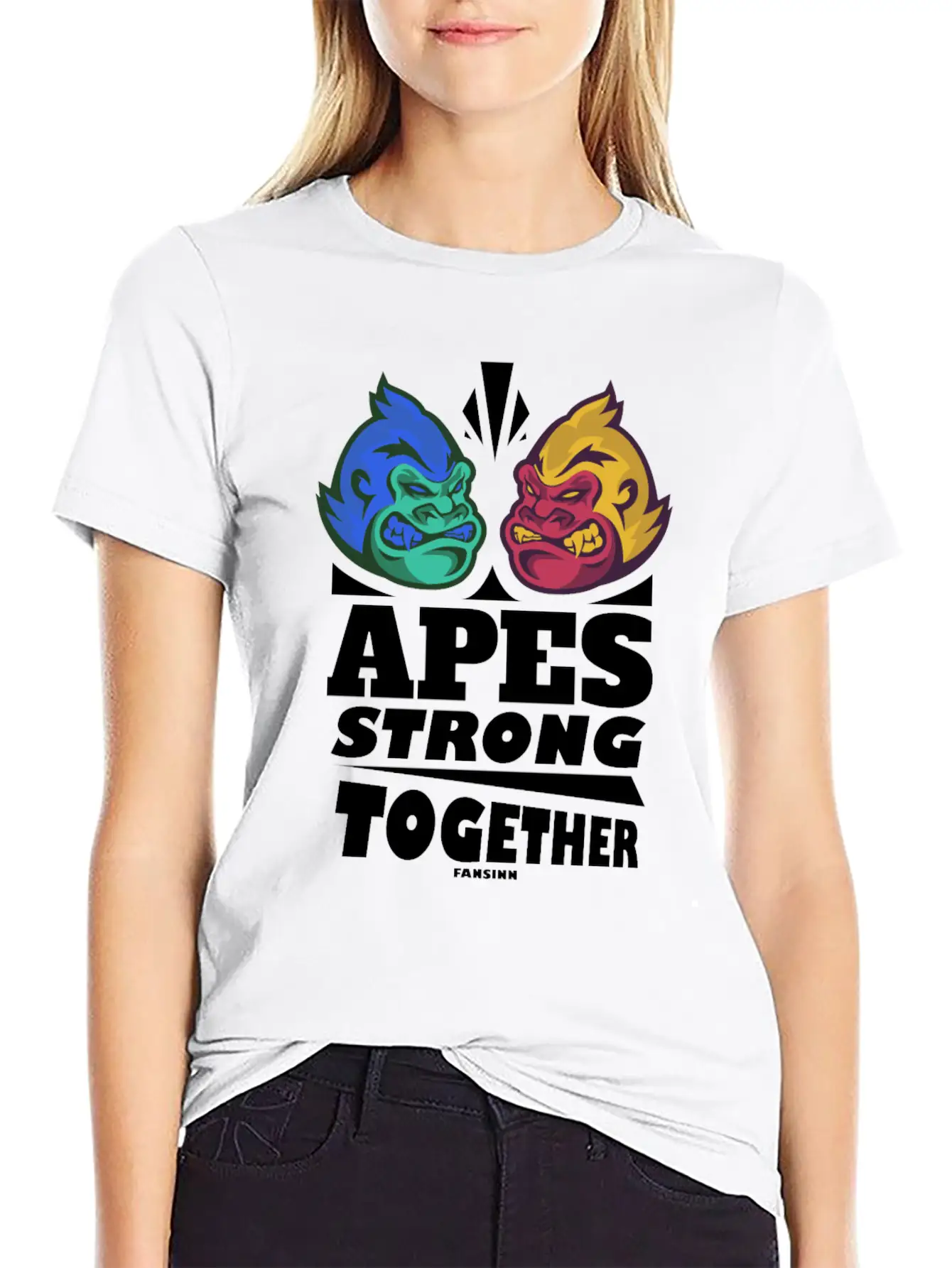 Apes Strong Together Basic Graphic T-Shirt – Daily Comfort In Soft Cotton
