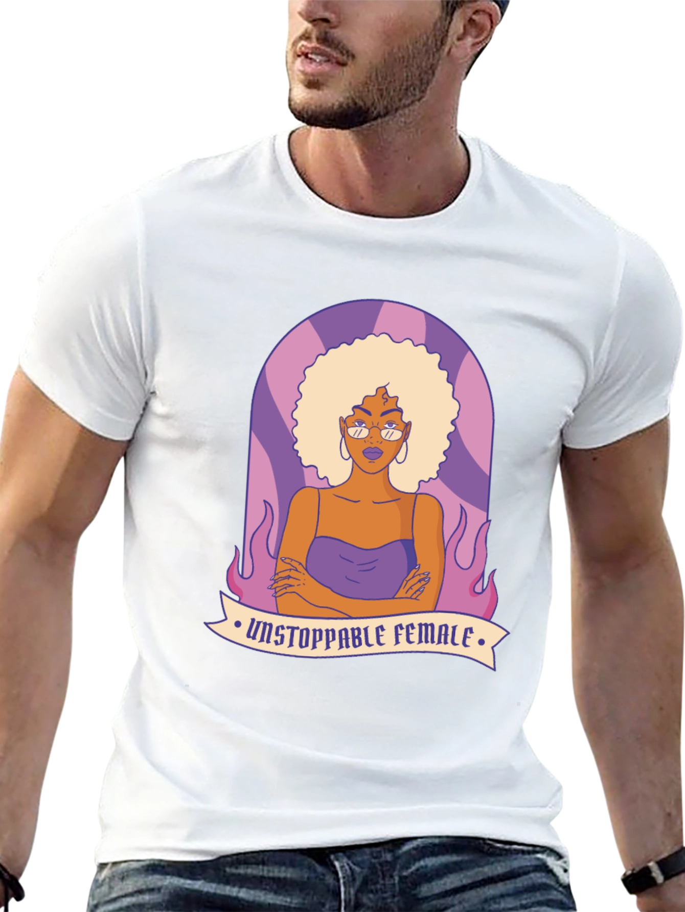 Unstoppable Female Graphic Tee - Black Cotton Blend