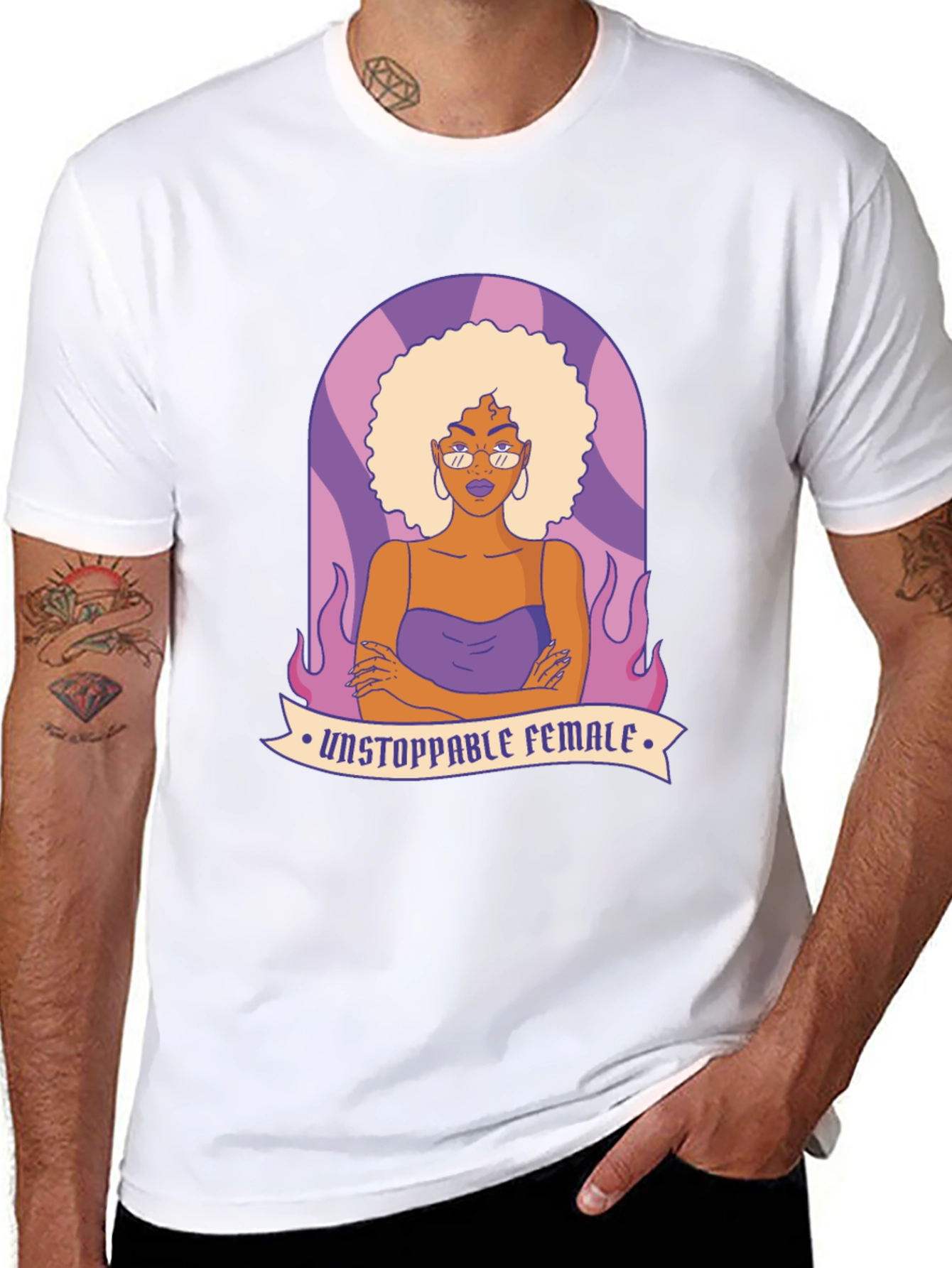 Unstoppable Female Graphic Tee - Black Cotton Blend