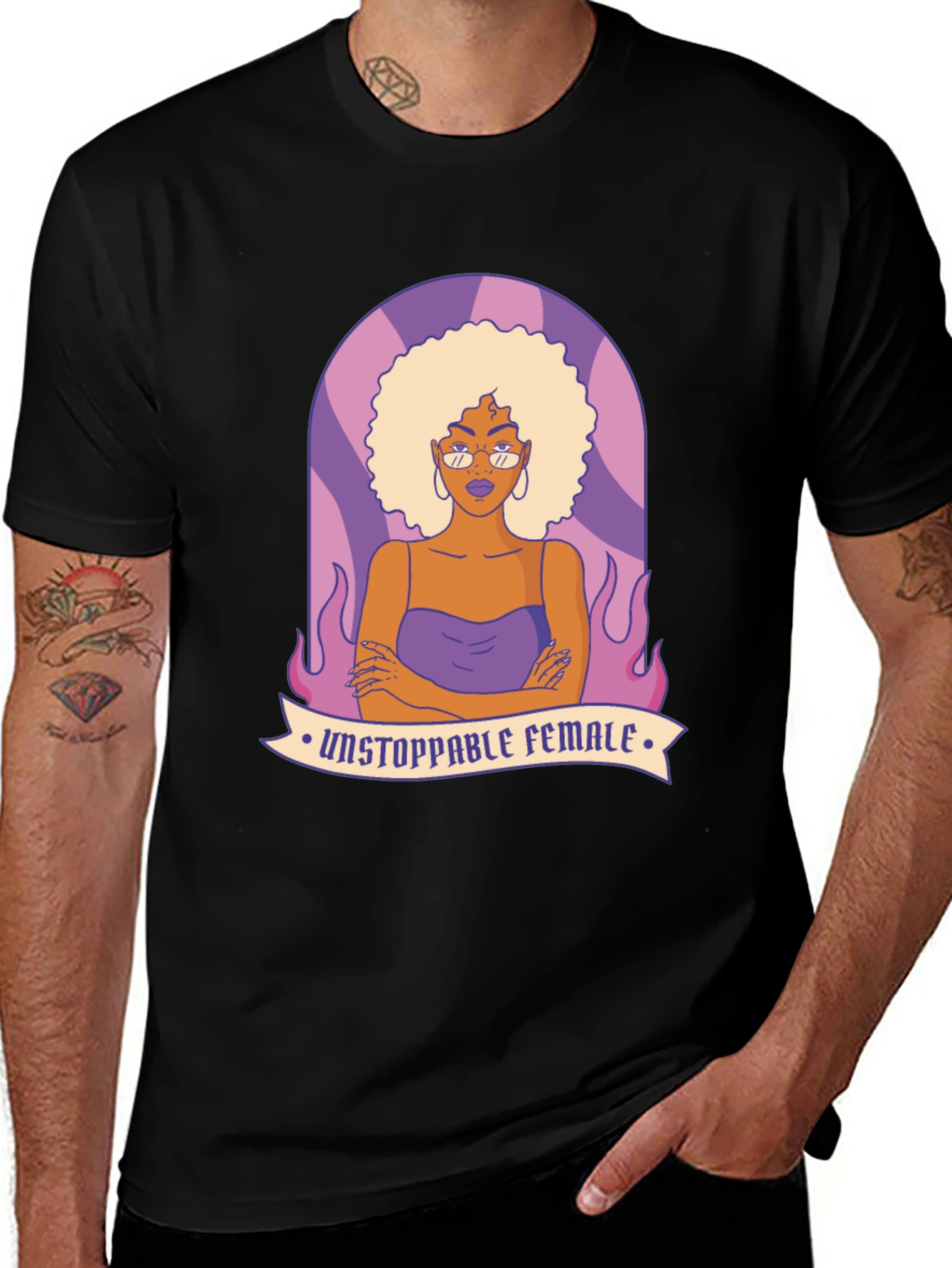 Unstoppable Female Graphic Tee - Black Cotton Blend