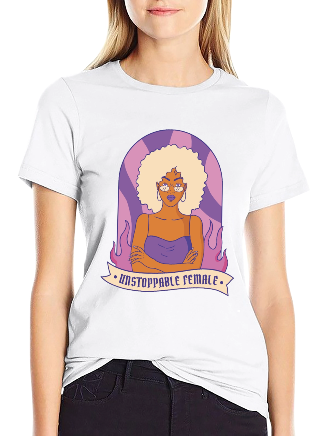 Unstoppable Female Graphic Tee - Black Cotton Blend