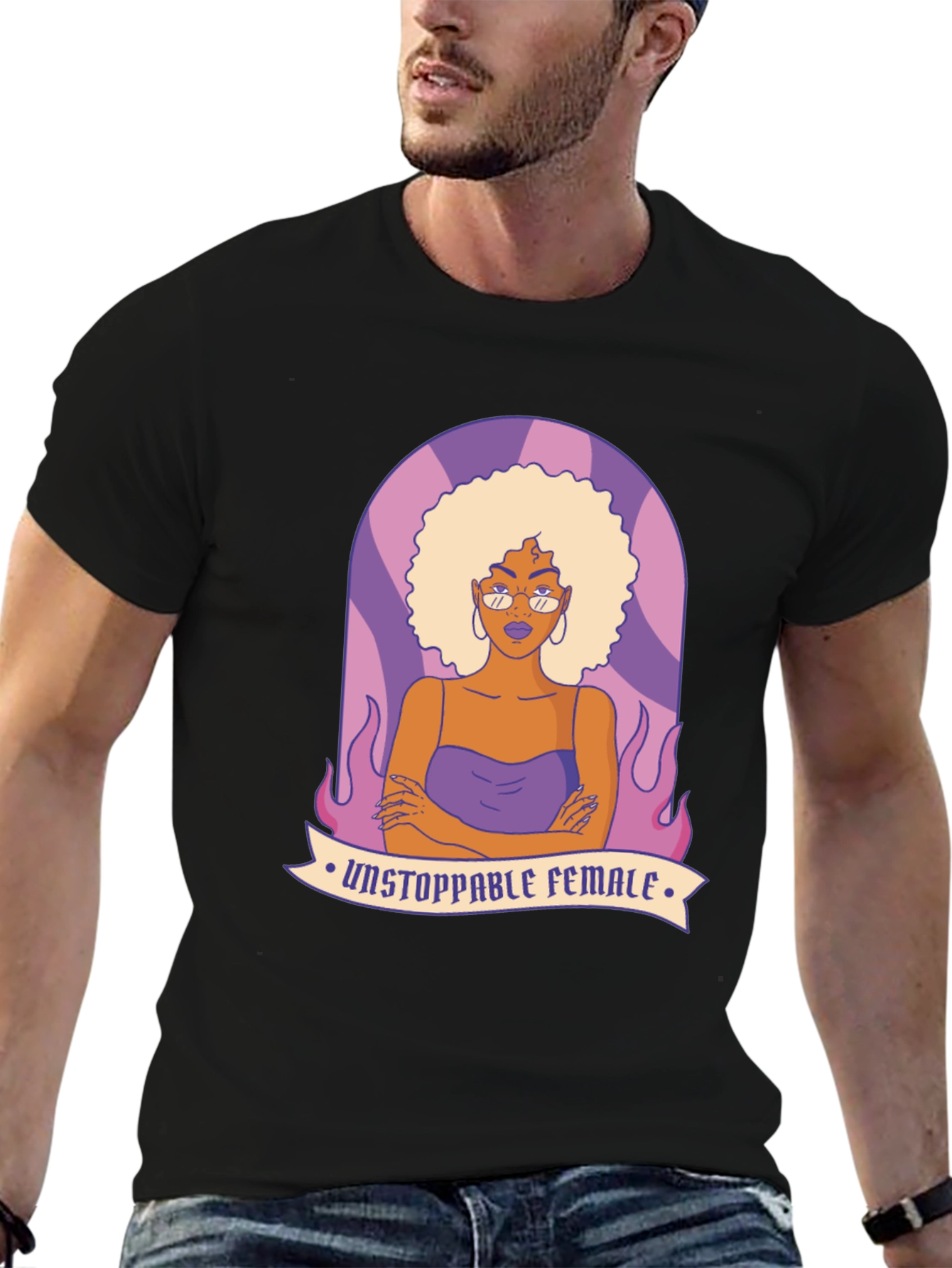 Unstoppable Female Graphic Tee - Black Cotton Blend