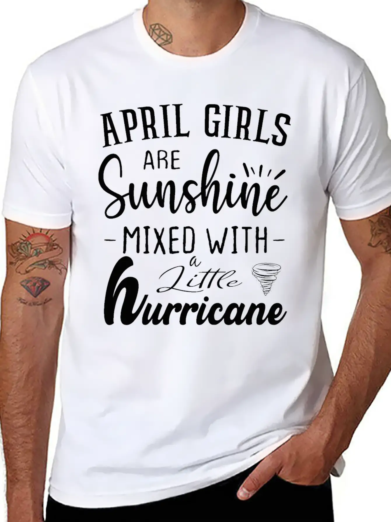 April Girls Are Sunshine Mixed Little Hurricane Stylish Everyday T-Shirt – Unisex Basic Cotton Tee