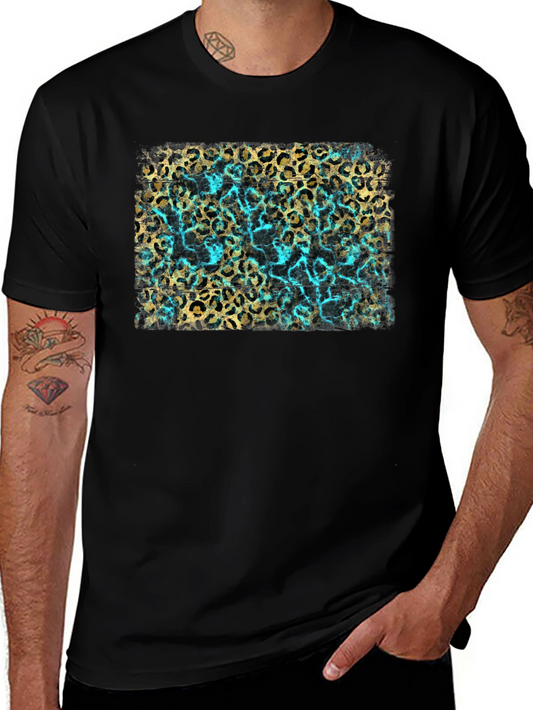 Leopard Print Tee - Turquoise Accent