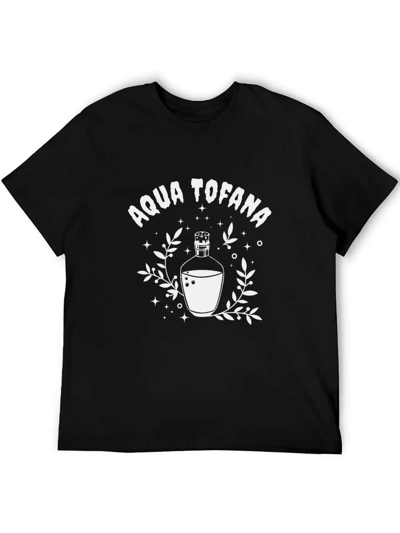 Aqua Tofana Line Art Poison Bottle Crime Fan Stylish Everyday T-Shirt – Unisex Basic Cotton Tee
