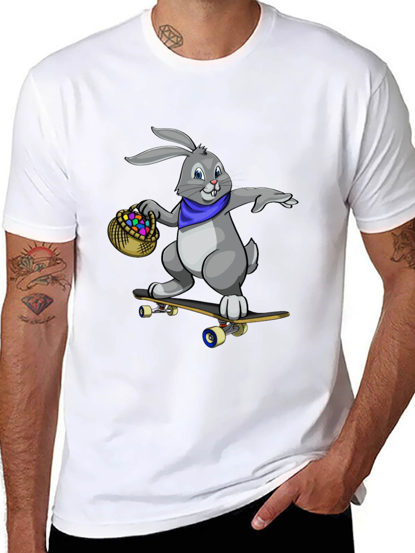 Skateboarding Easter Bunny Graphic Tee