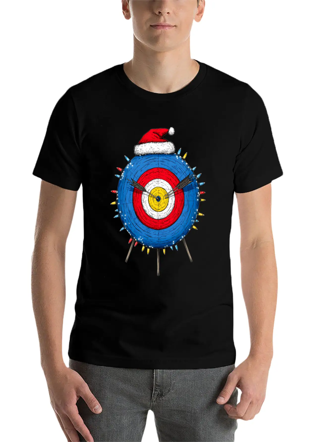 Archery Target Archer Bow And Arrow Christmas Hat Unisex Short Sleeve Soft Cotton T-Shirt – Casual Everyday Wear