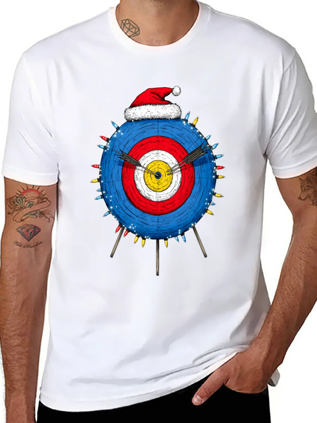 Archery Target Archer Bow And Arrow Christmas Hat Unisex Short Sleeve Soft Cotton T-Shirt – Casual Everyday Wear
