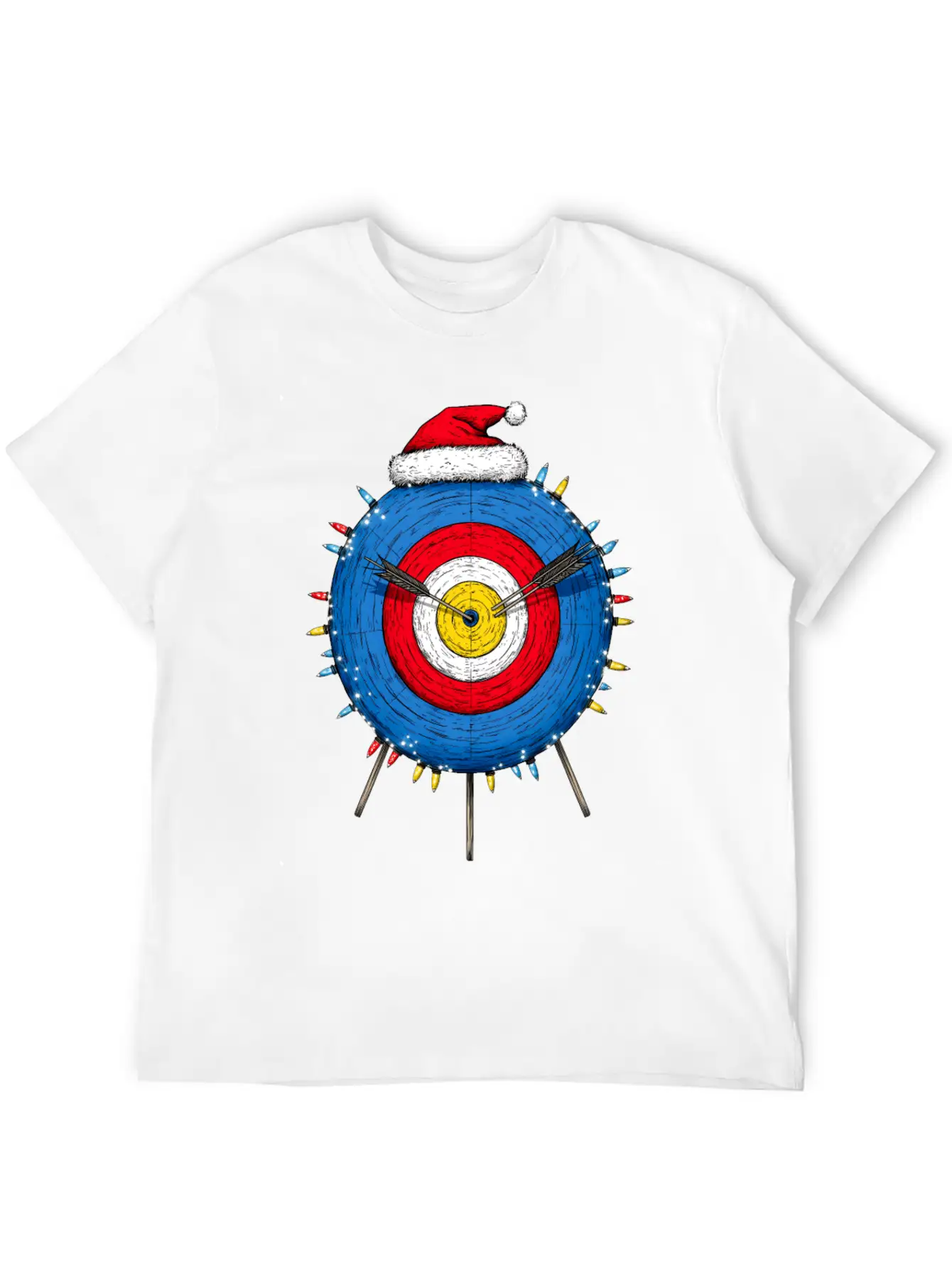 Archery Target Archer Bow And Arrow Christmas Hat Unisex Short Sleeve Soft Cotton T-Shirt – Casual Everyday Wear