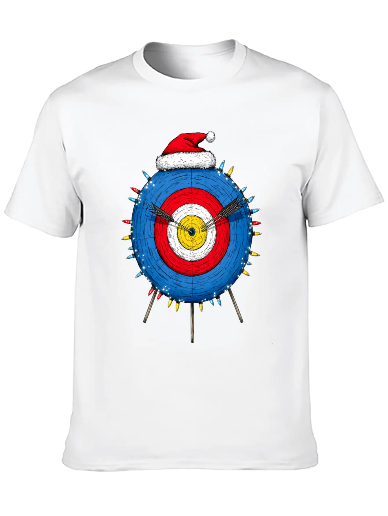 Archery Target Archer Bow And Arrow Christmas Hat Unisex Short Sleeve Soft Cotton T-Shirt – Casual Everyday Wear