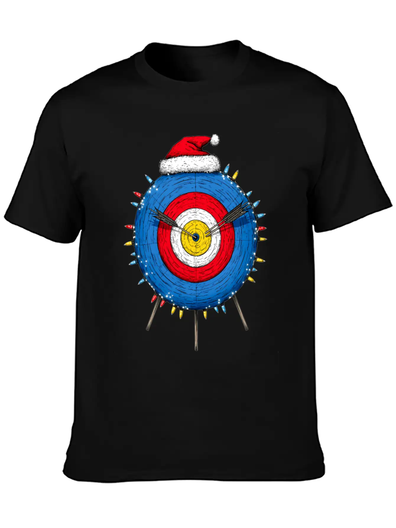 Archery Target Archer Bow And Arrow Christmas Hat Unisex Short Sleeve Soft Cotton T-Shirt – Casual Everyday Wear