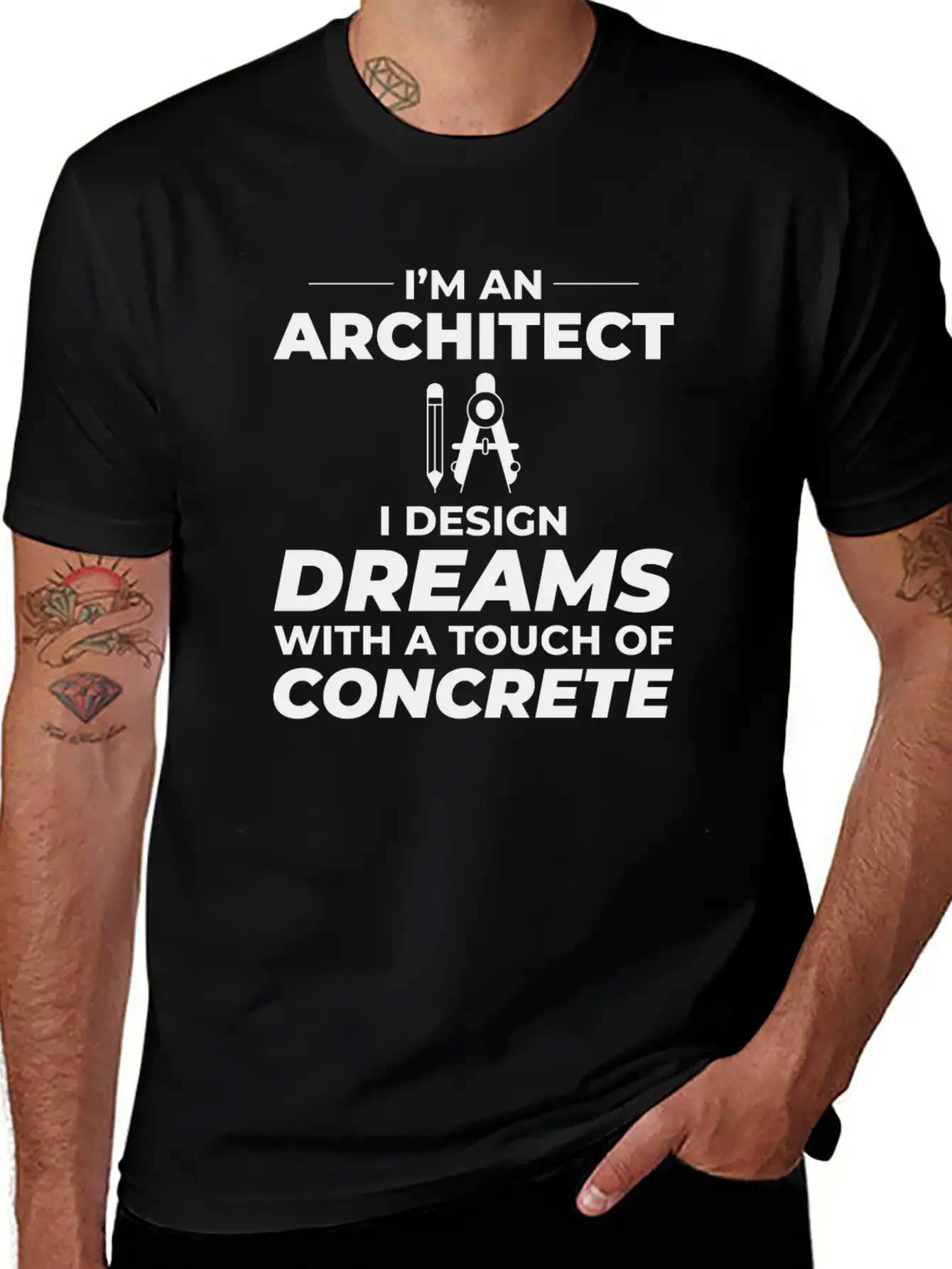 Architect Dreams Concrete Design Construction Unisex Short Sleeve Soft Cotton T-Shirt – Casual Everyday Wear