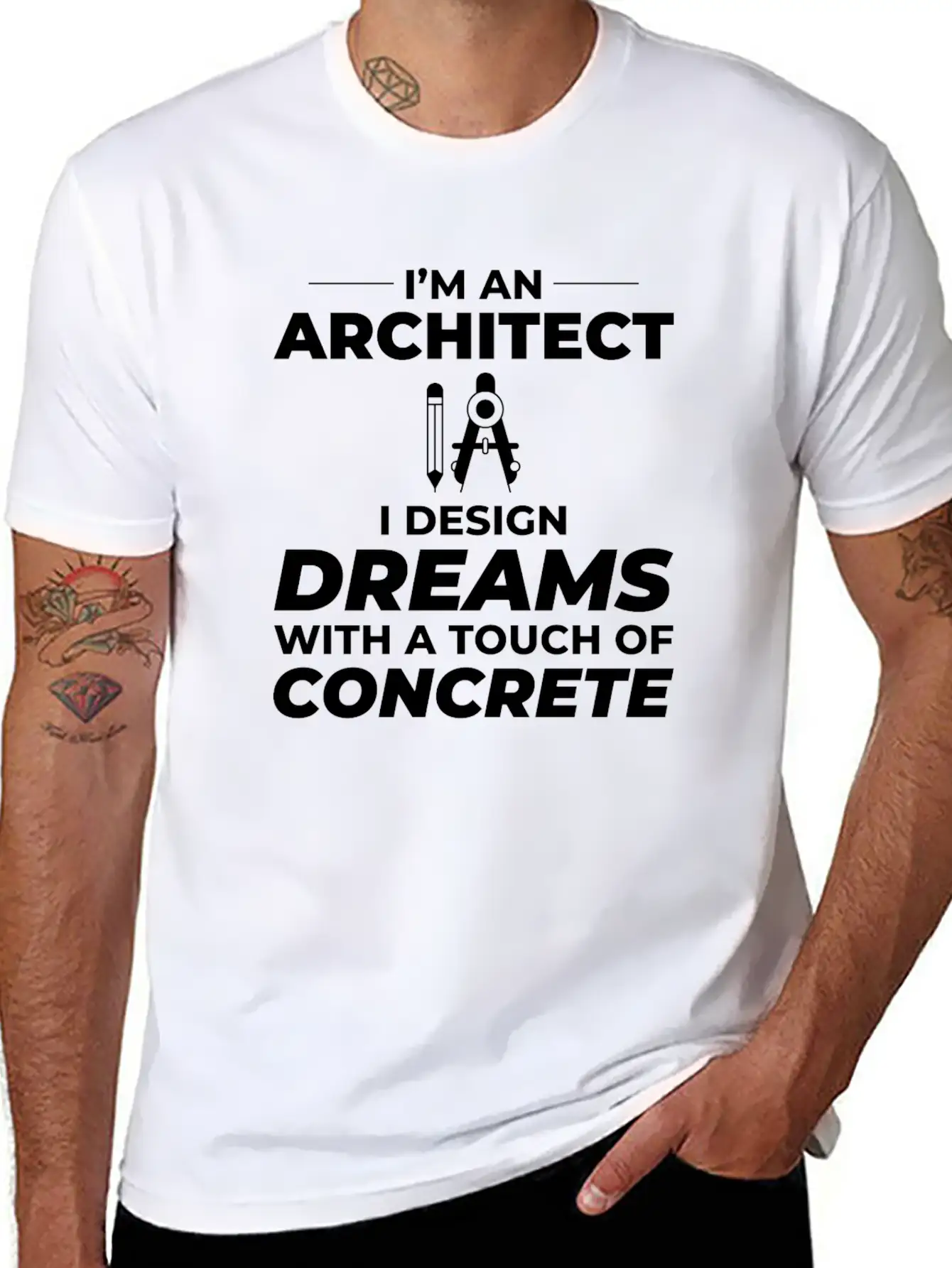 Architect Dreams Concrete Design Construction Unisex Short Sleeve Soft Cotton T-Shirt – Casual Everyday Wear