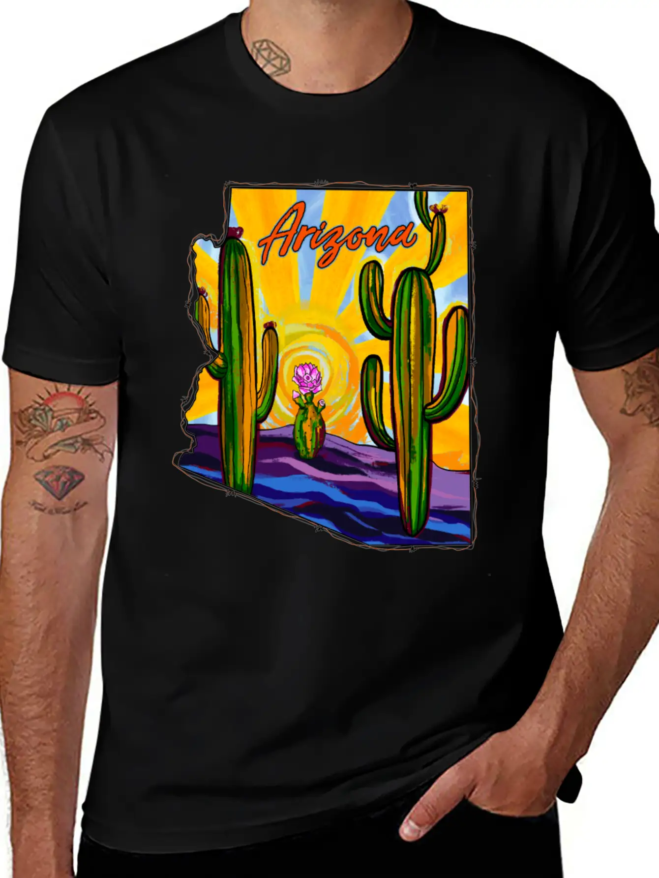 Arizona Desert Map Unisex Short Sleeve Soft Cotton T-Shirt – Casual Everyday Wear
