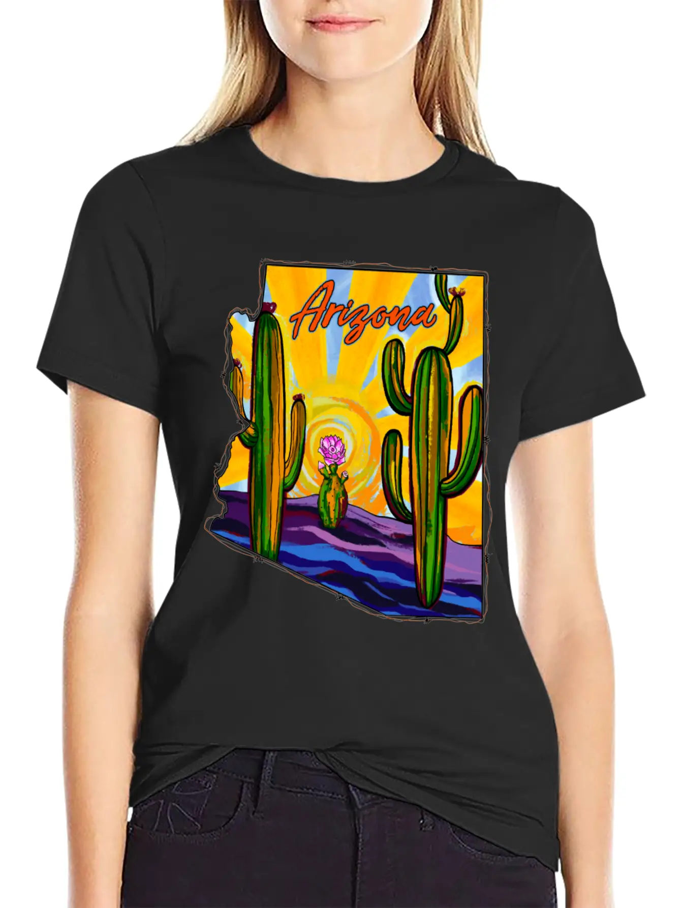 Arizona Desert Map Unisex Short Sleeve Soft Cotton T-Shirt – Casual Everyday Wear