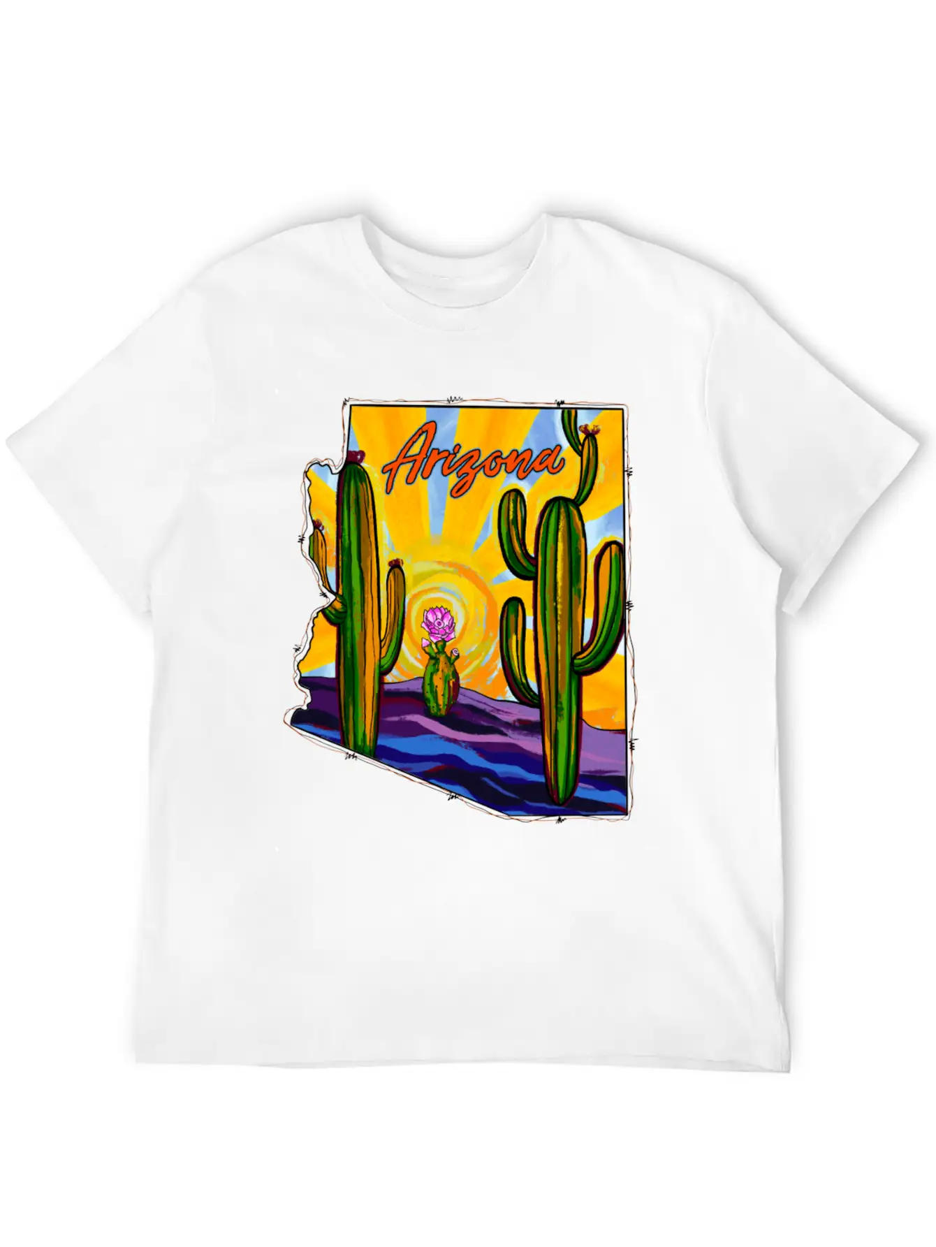 Arizona Desert Map Unisex Short Sleeve Soft Cotton T-Shirt – Casual Everyday Wear